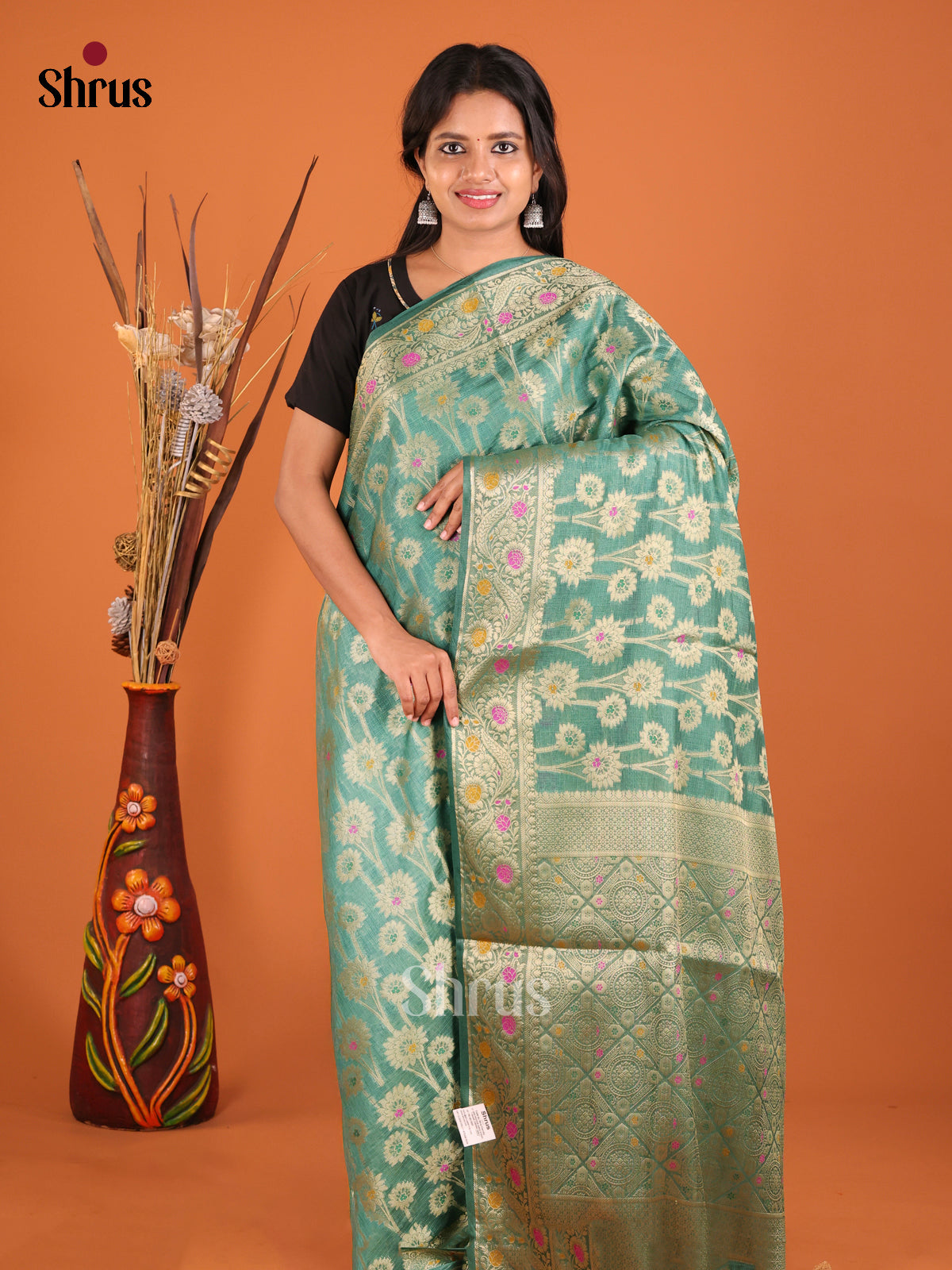 teal blue North Silk Cotton Saree