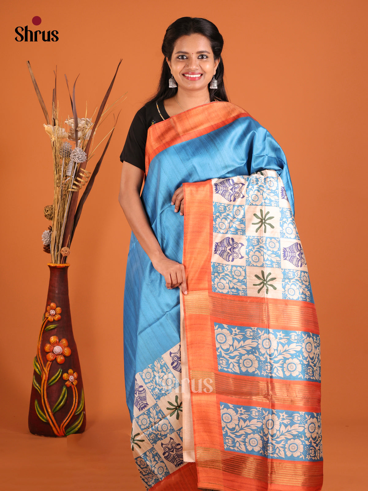 DHS28003 - Champa semitussar Saree - Shop on Shrus.com