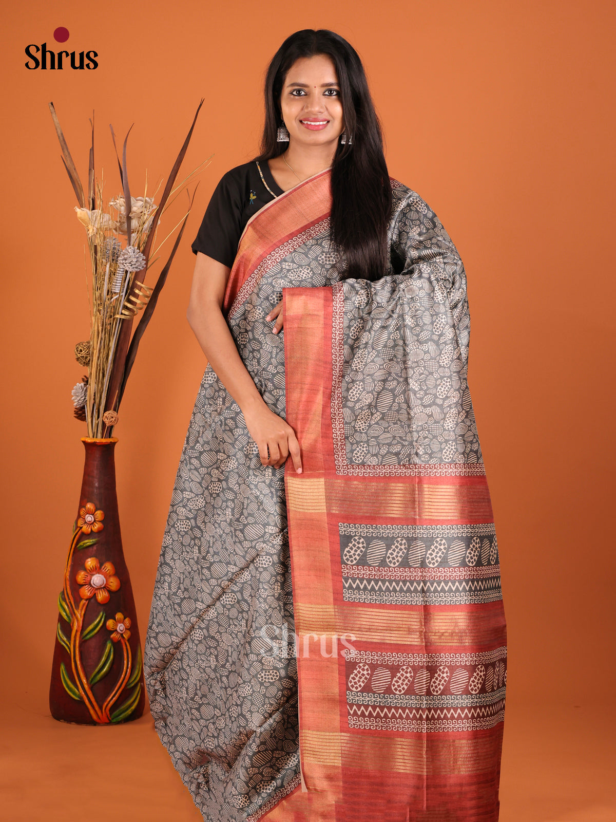 DHS28065 - Champa semitussar Saree - Shop on Shrus.com