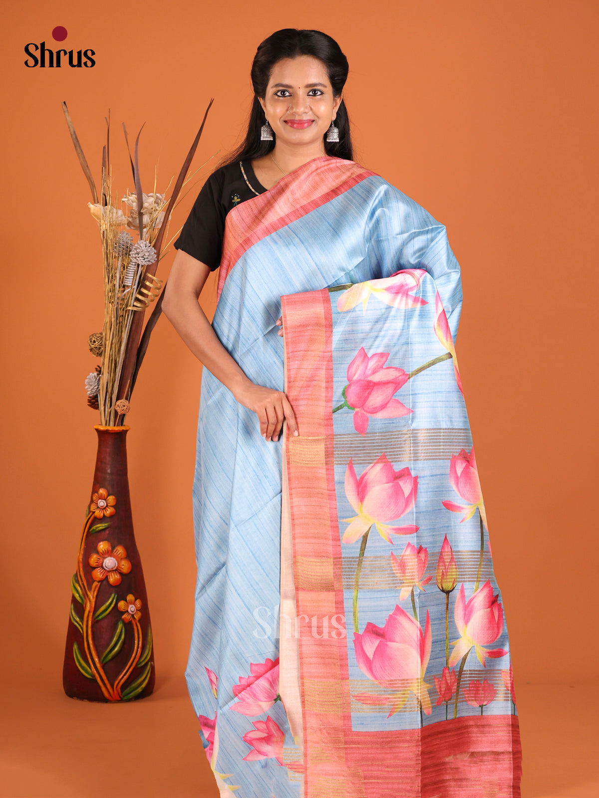 DHS28074 - Champa semitussar Saree - Shop on Shrus.com
