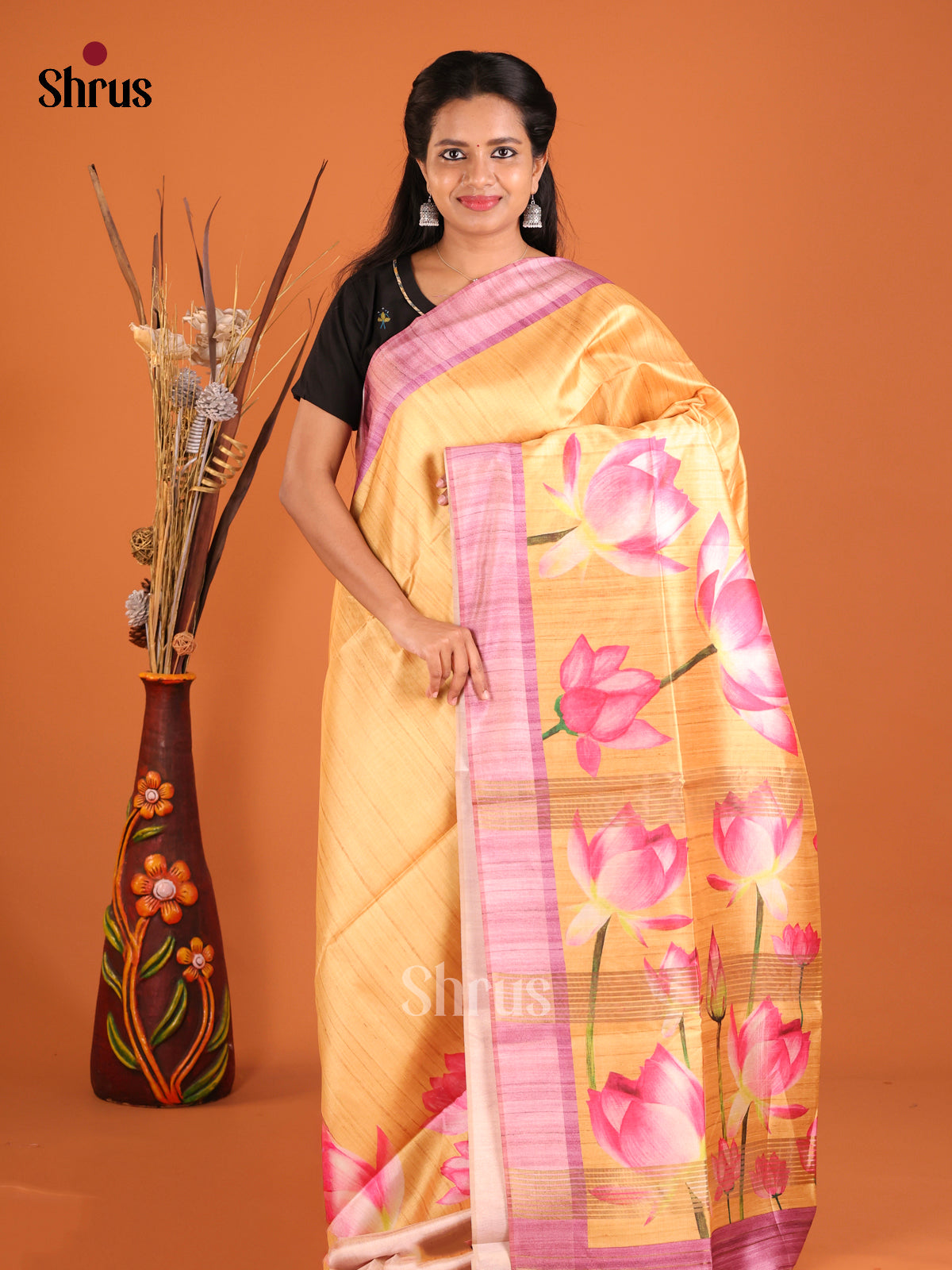 DHS28075 - Champa semitussar Saree - Shop on Shrus.com