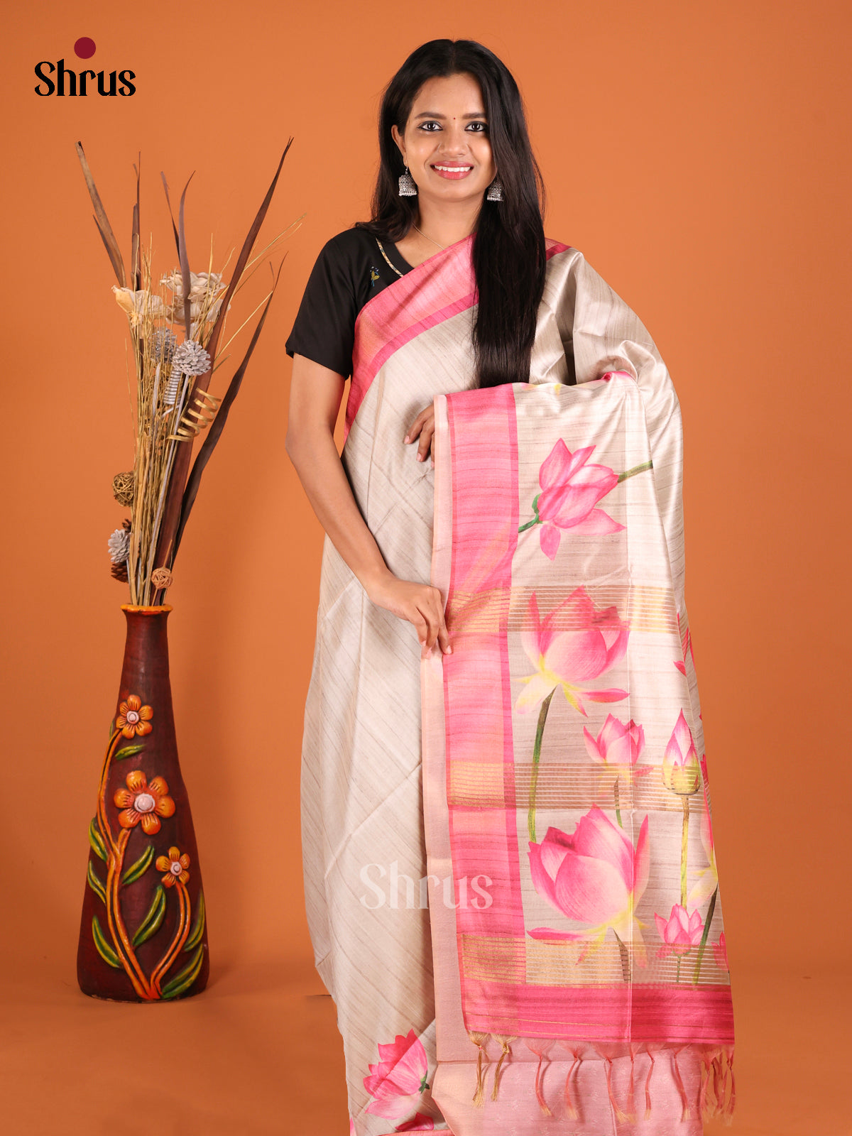 DHS28076 - Champa semitussar Saree - Shop on Shrus.com