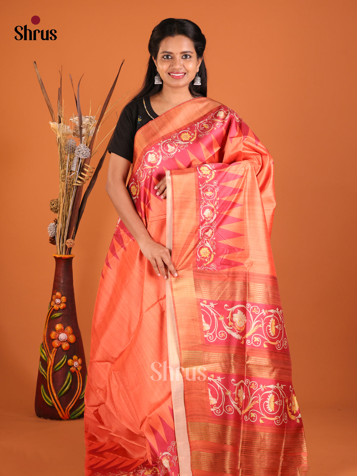 DHS28087 - Champa semitussar Saree - Shop on Shrus.com