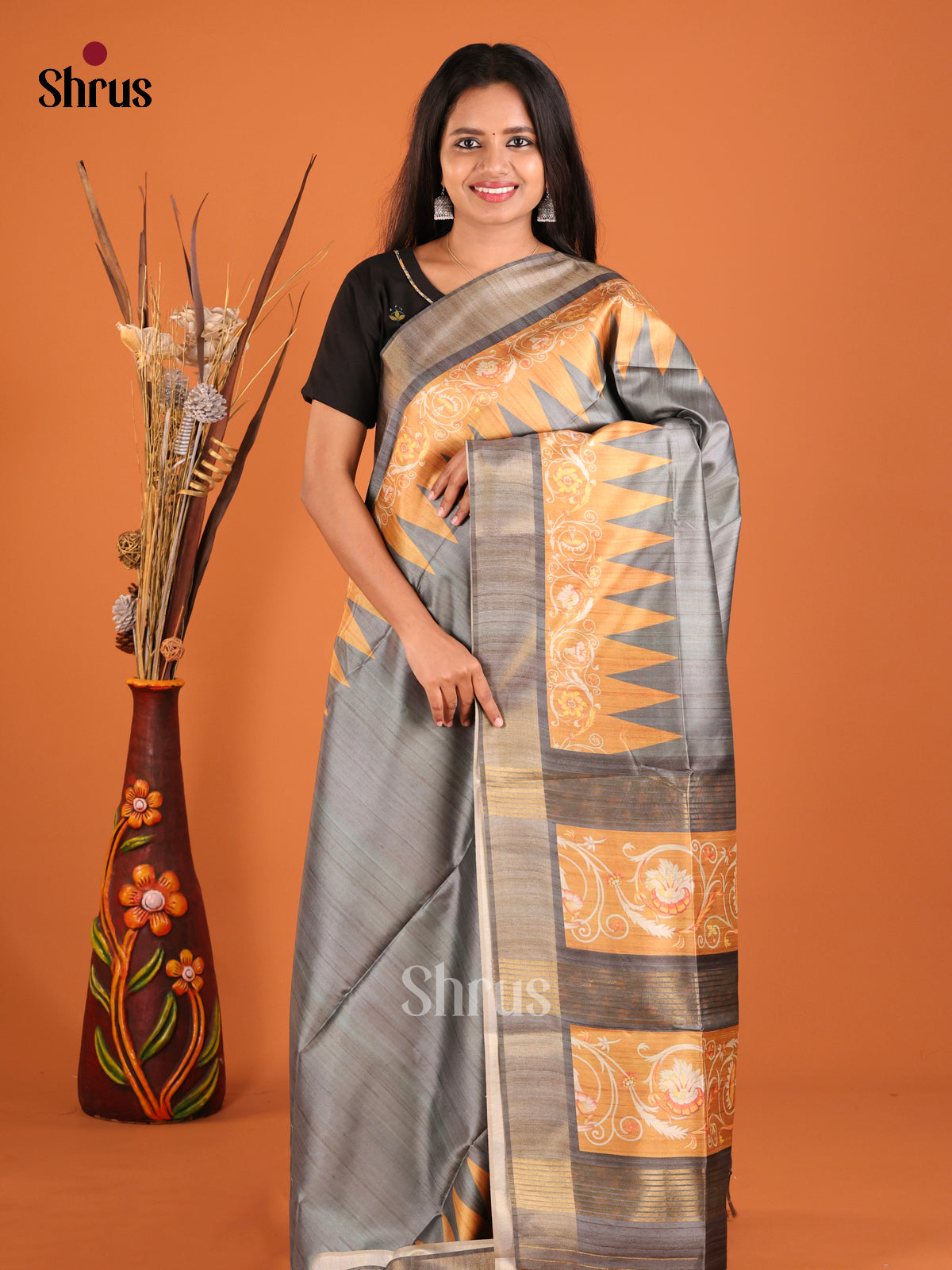 DHS28091 - Champa semitussar Saree - Shop on Shrus.com
