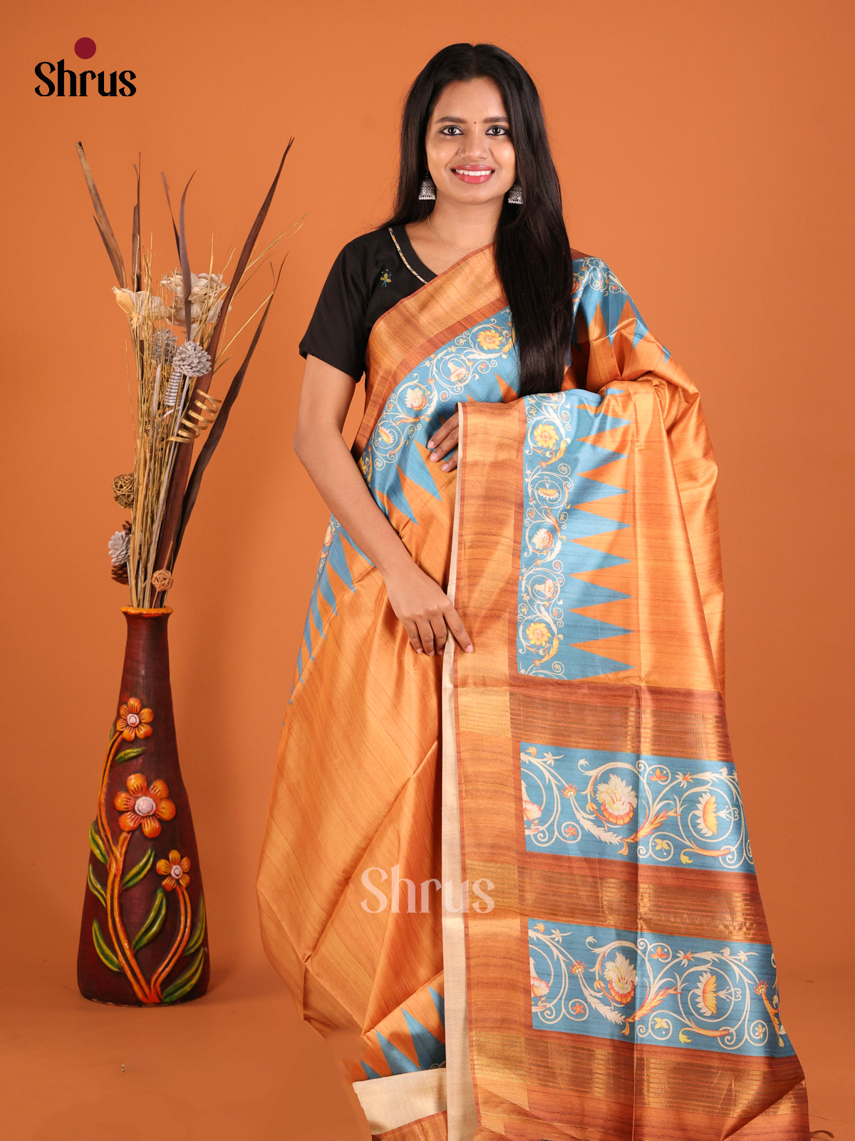 DHS28092 - Champa semitussar Saree - Shop on Shrus.com