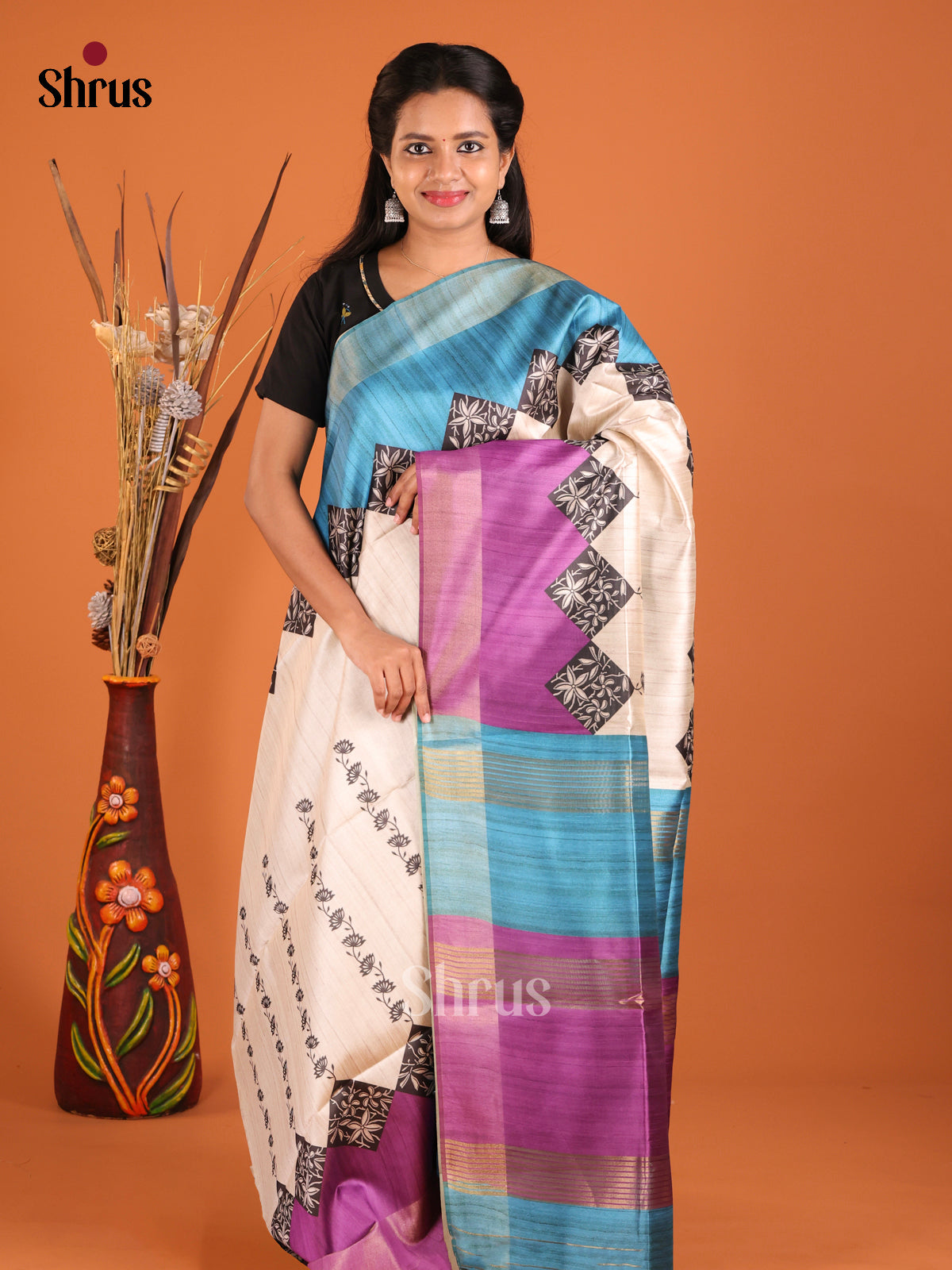 DHS28114 - Champa semitussar Saree - Shop on Shrus.com