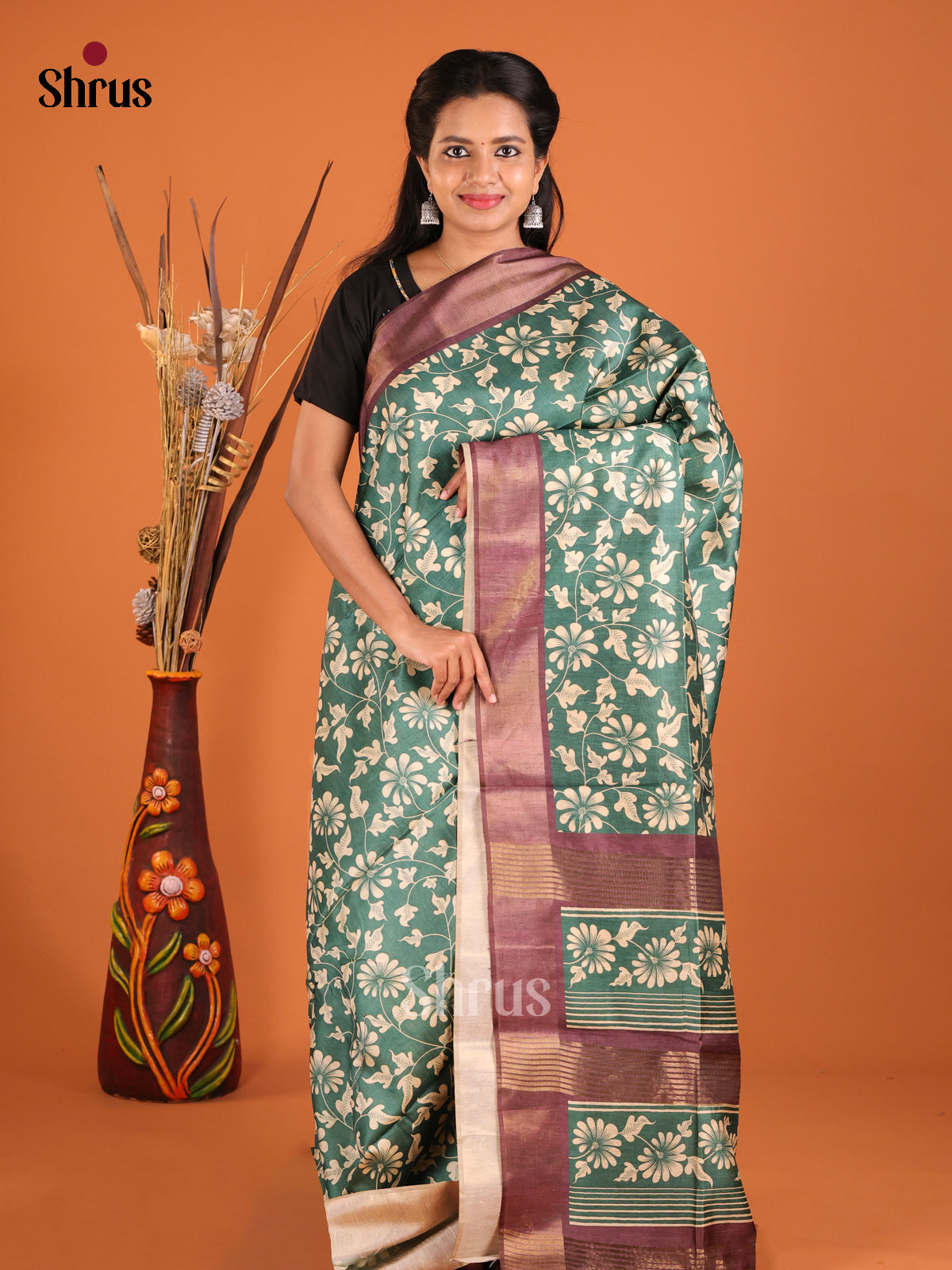 DHS28135 - Champa semitussar Saree - Shop on Shrus.com