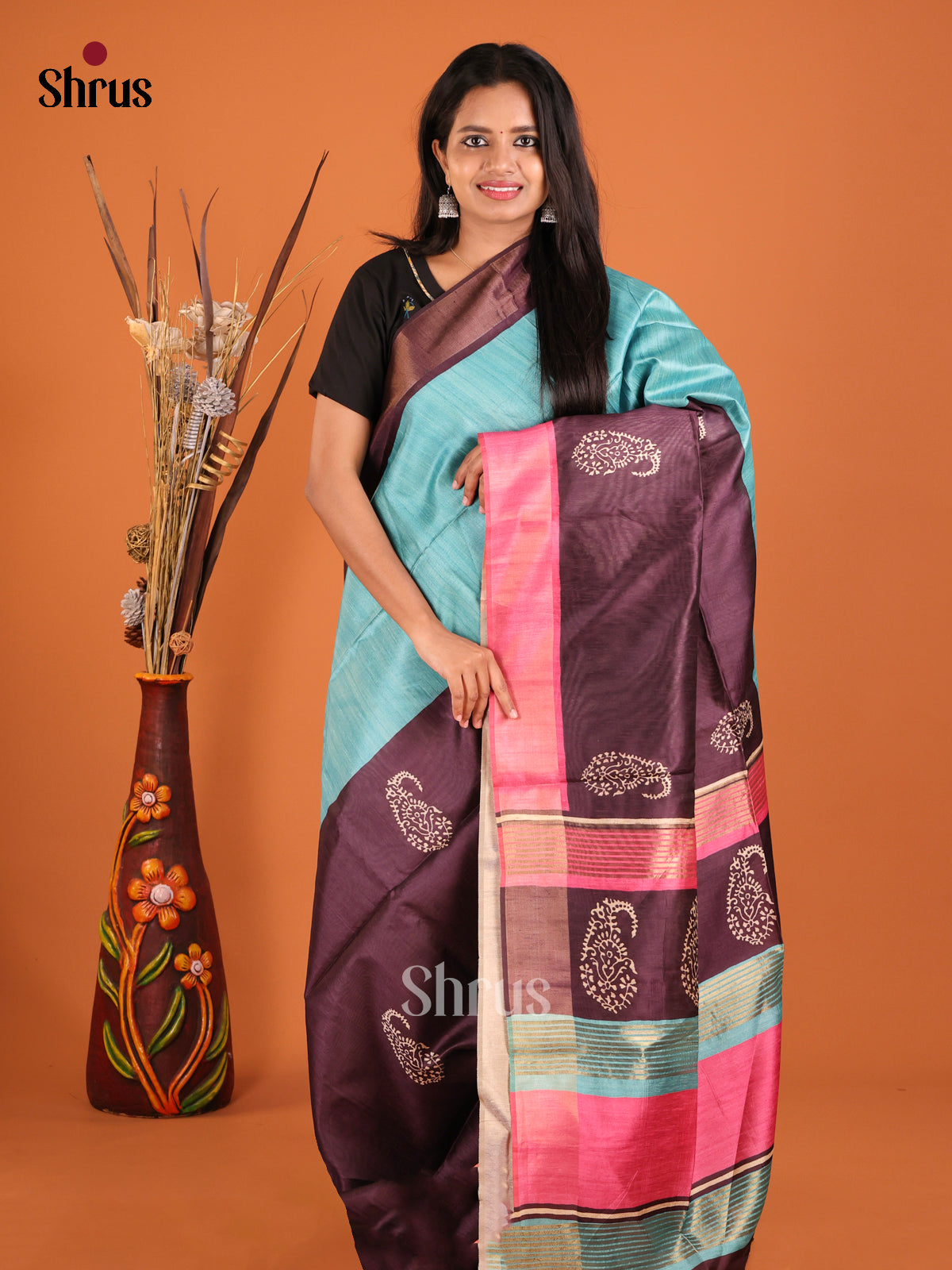 DHS28141 - Champa semitussar Saree - Shop on Shrus.com