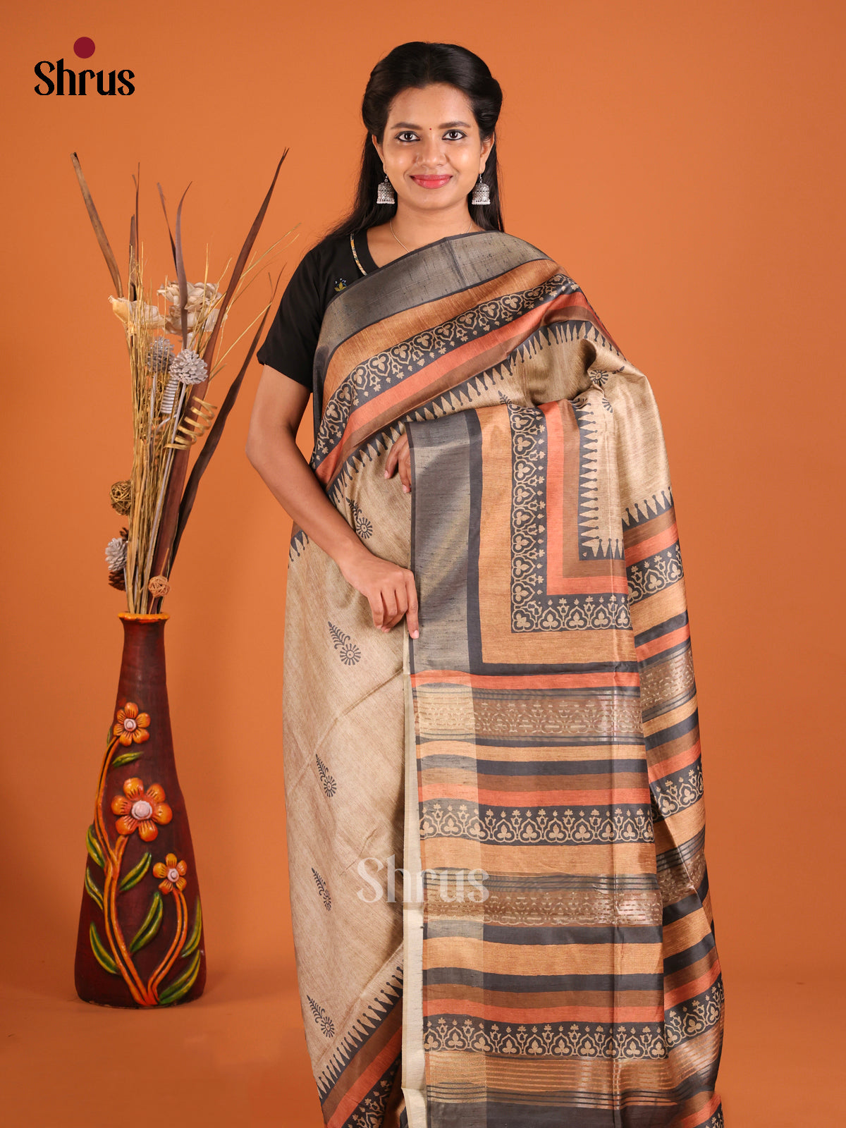 DHS28150 - Champa semitussar Saree - Shop on Shrus.com