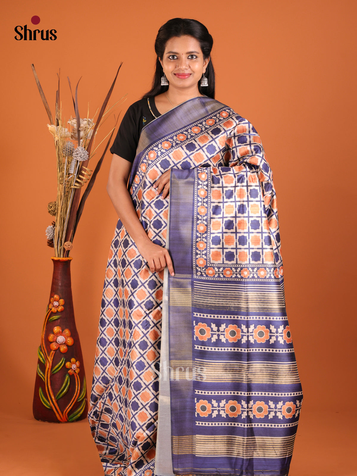 DHS28155 - Champa semitussar Saree - Shop on Shrus.com