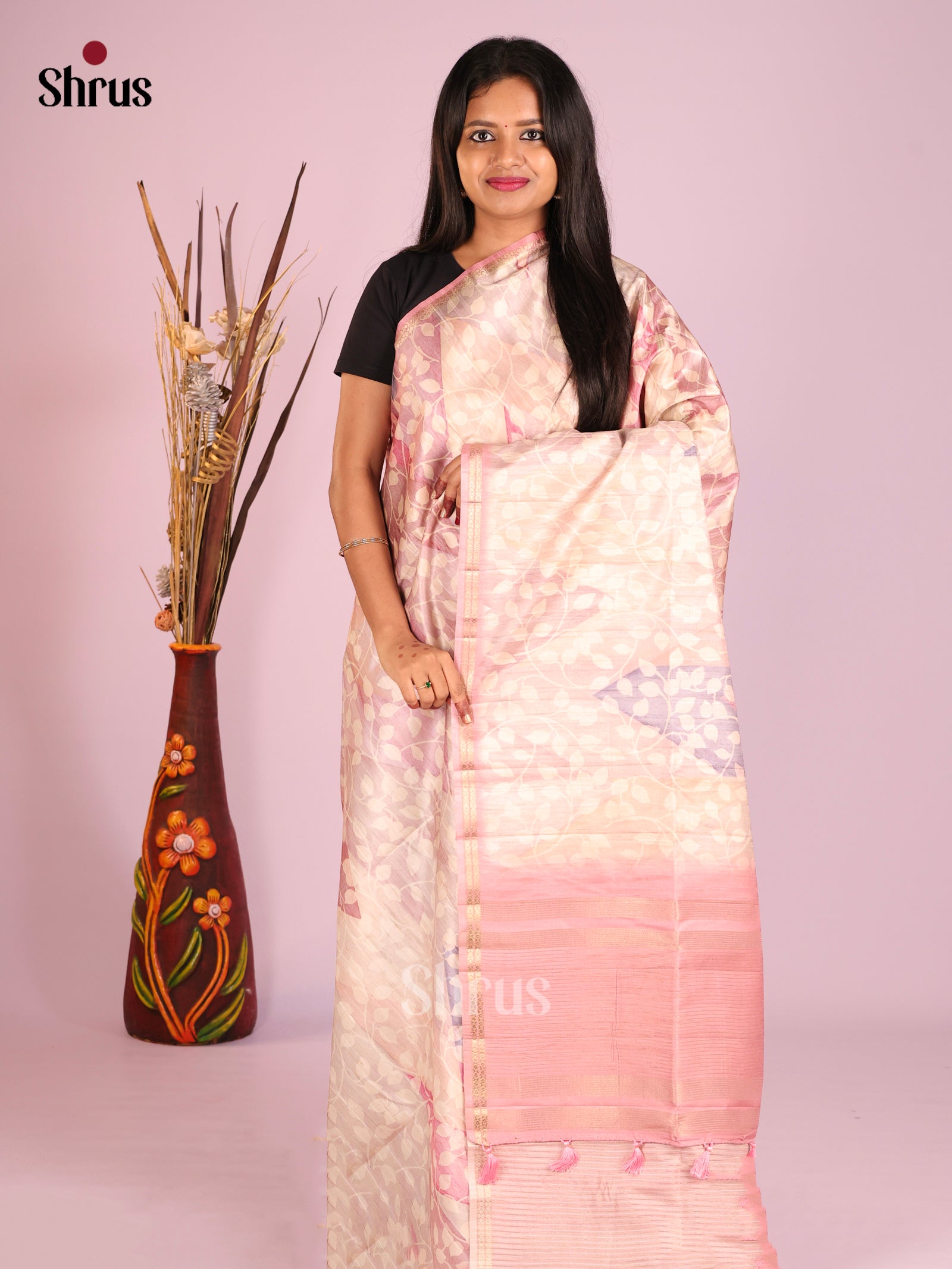 DHS28246 - Printed Semi Tussar Saree