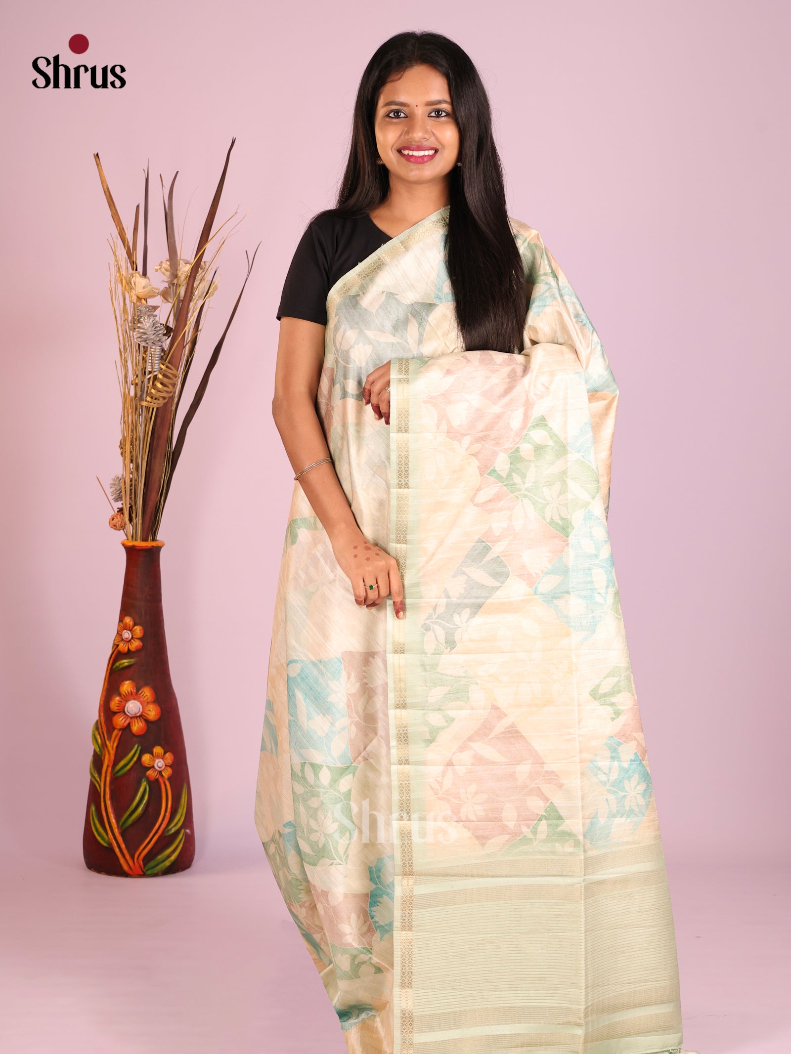 DHS28256 - Printed Semi Tussar Saree