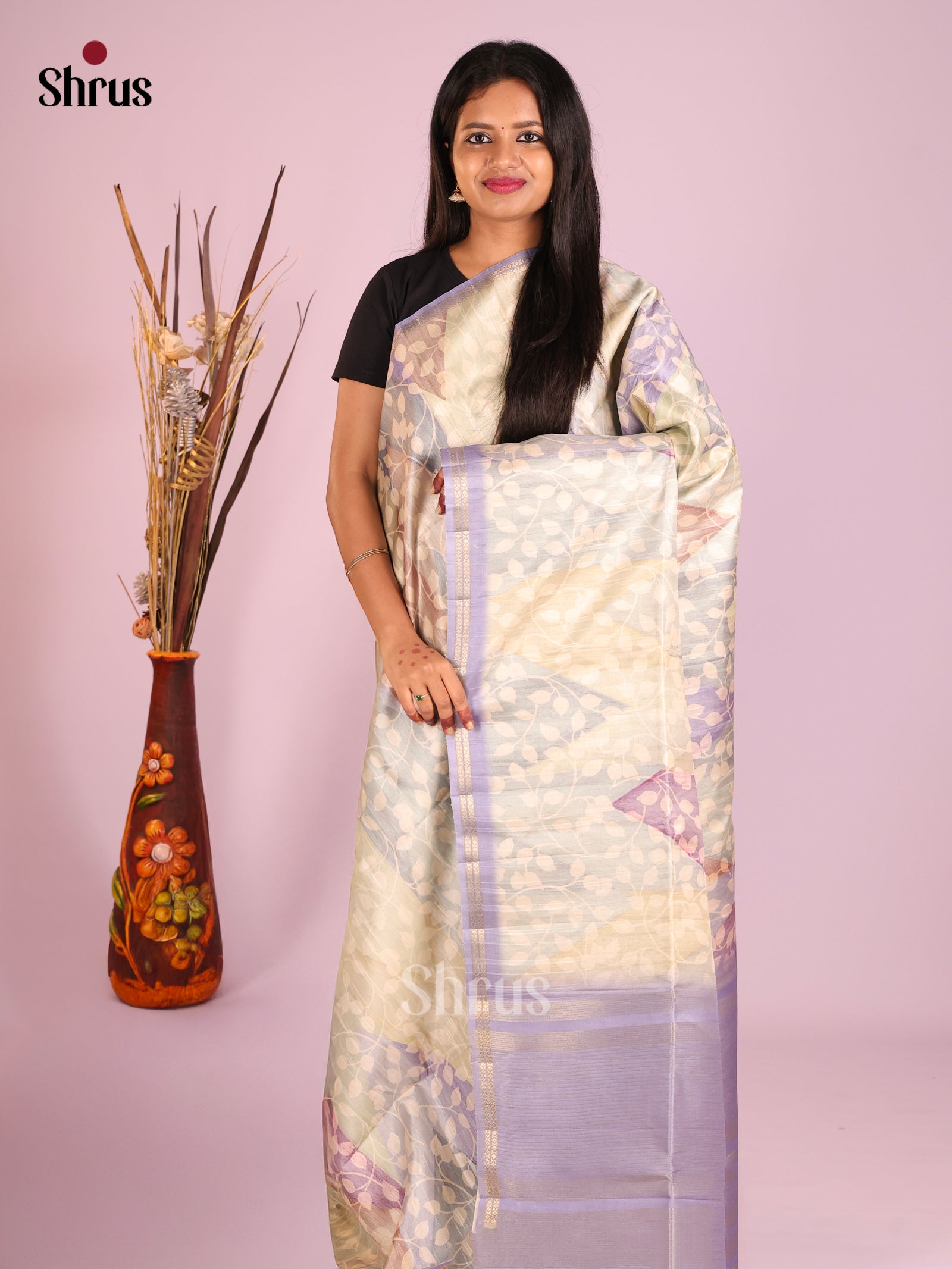 DHS28266 - Printed Semi Tussar Saree