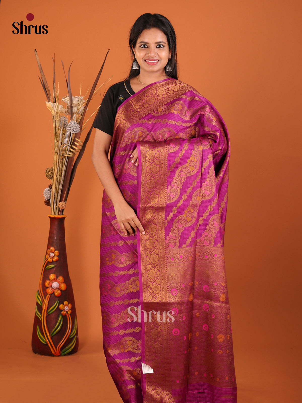majenta zari North Silk Cotton Saree 