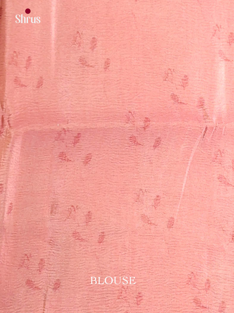 Peachish Pink - Bamboo silk Saree