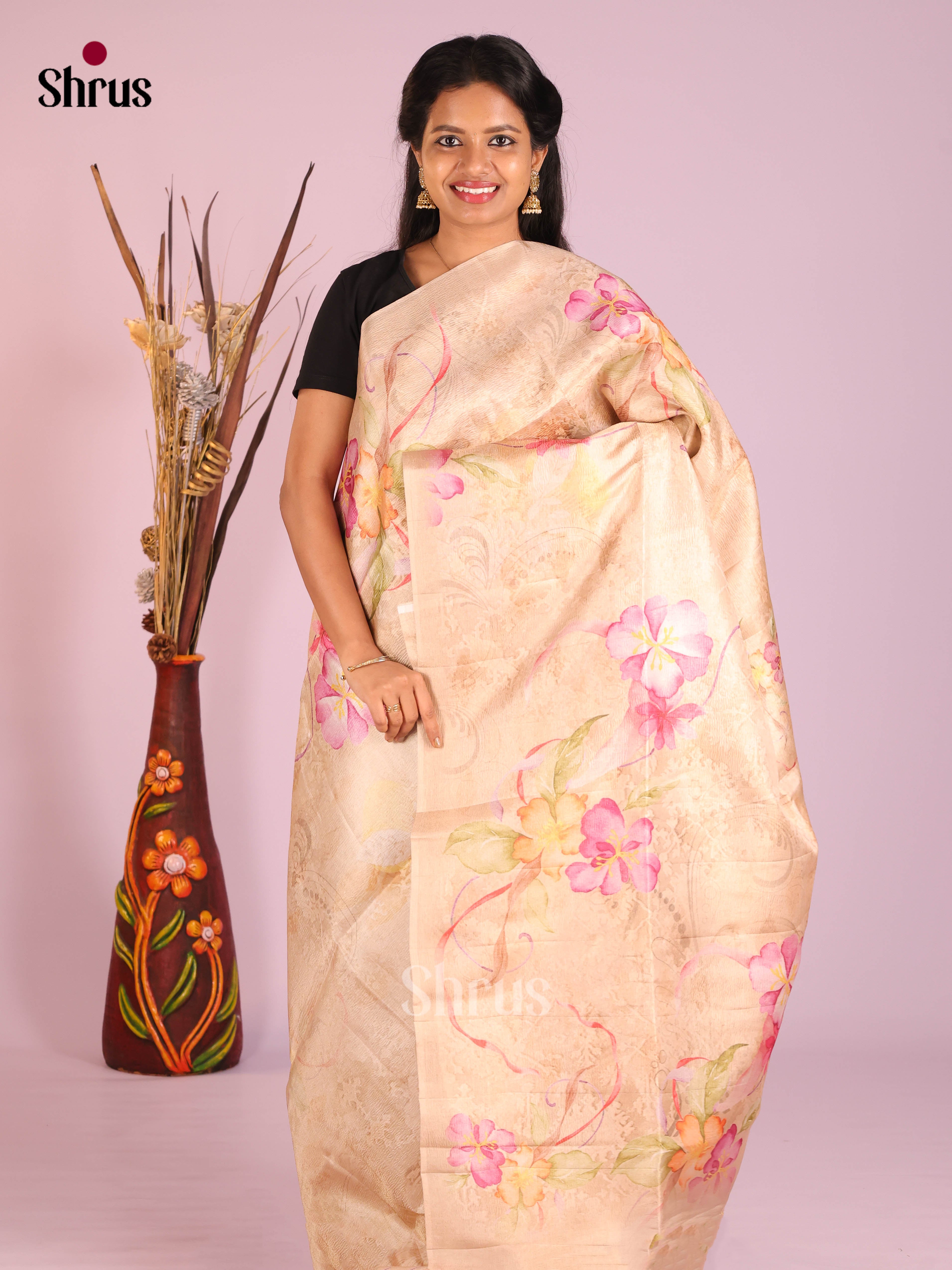 Light Brown - Bamboo silk Saree