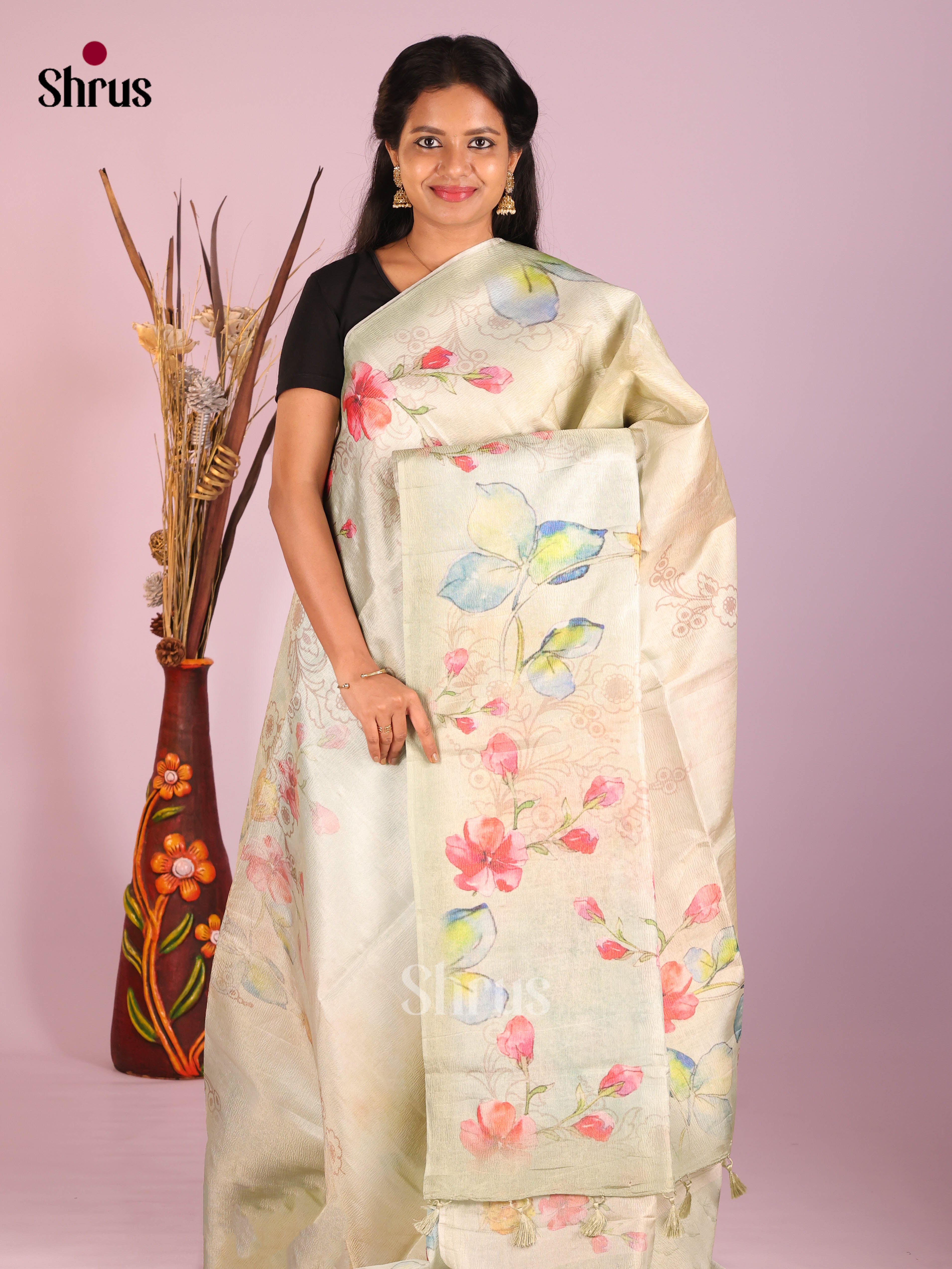 Mild Green - Bamboo silk Saree