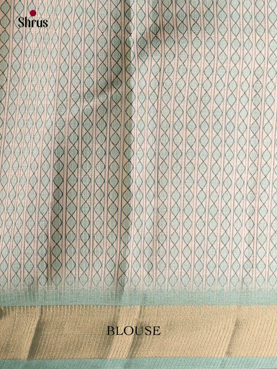 Cream & Pastel Blue - Moonga Silk Saree