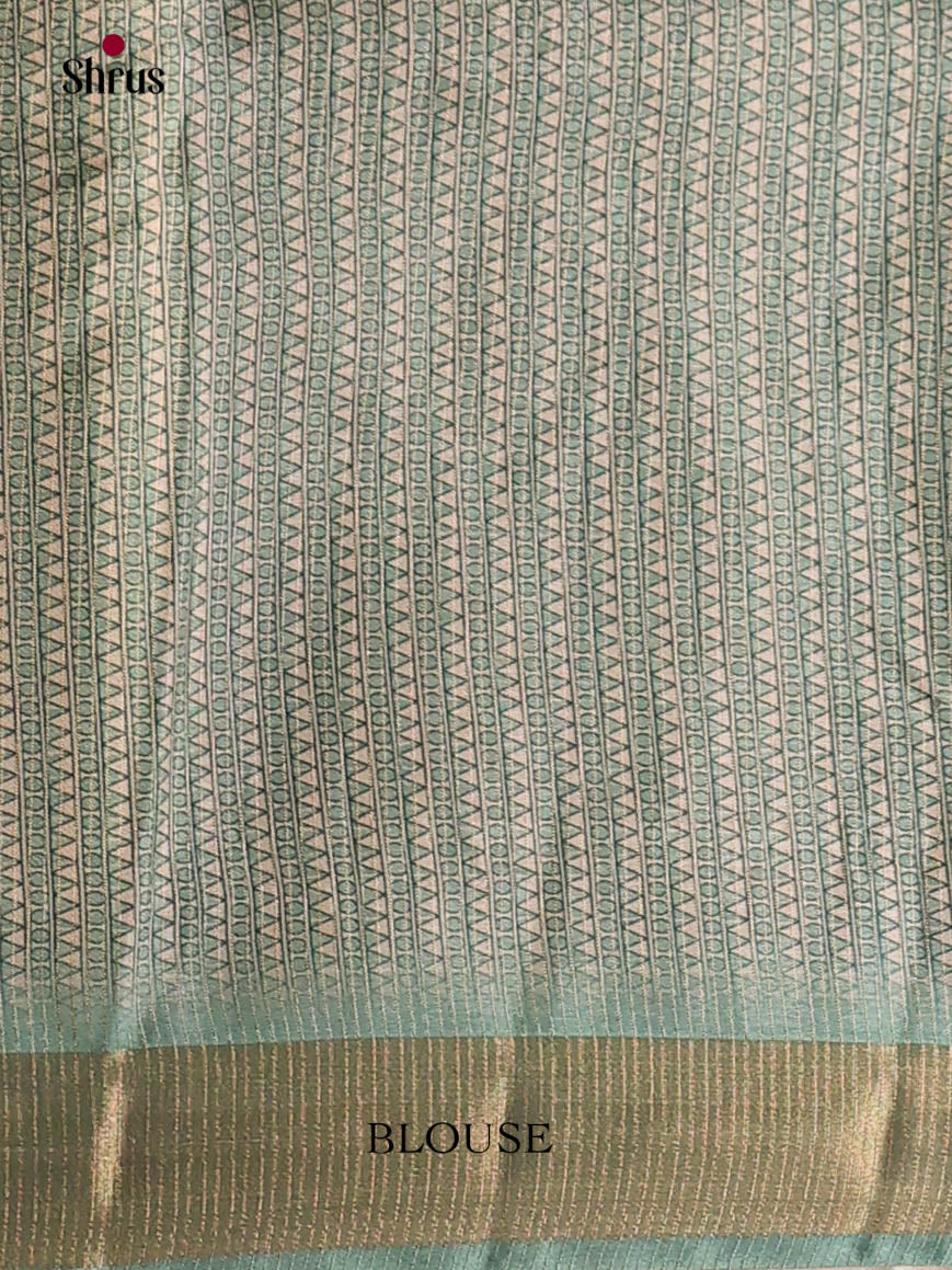Cream & Blue - Moonga Silk Saree