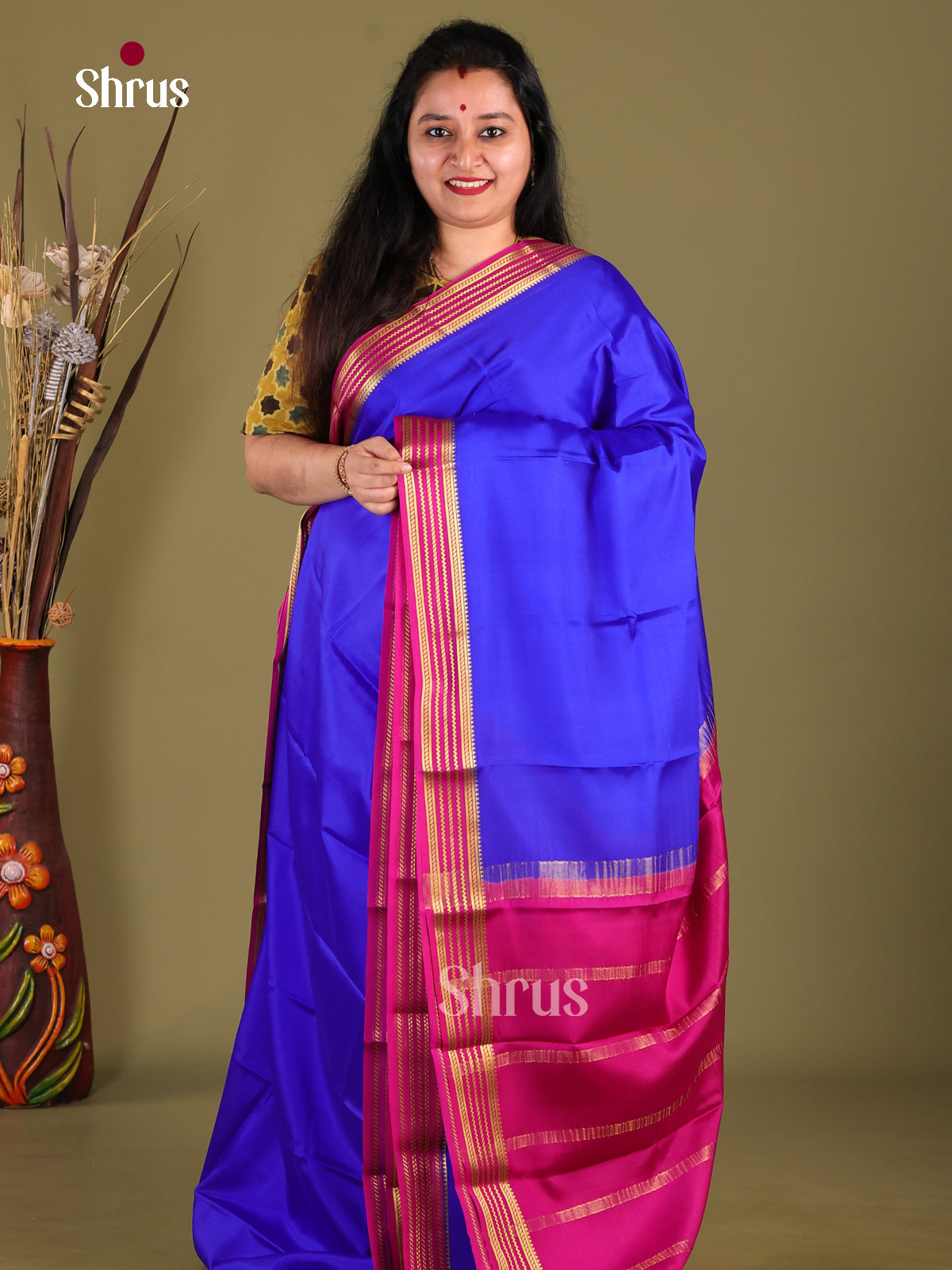 Blue & Majenta - Mysore Silk Saree