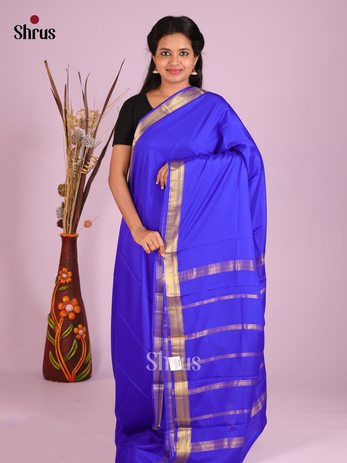 MS Blue(Single Tone) - Mysore Silk Saree - Shop on Shrus.com