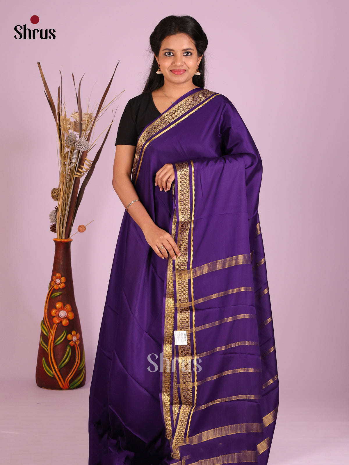 Violet(Single Tone)- Mysore Silk Saree - Shop on Shrus.com