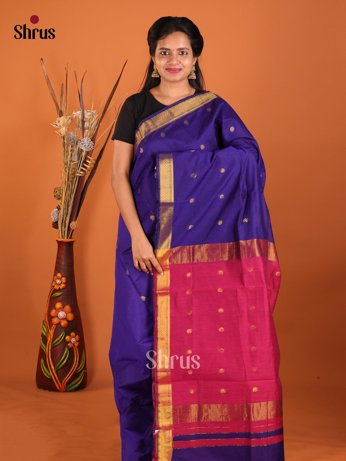 DHS29040 - Semi Maheshwari Saree - Shop on Shrus.com