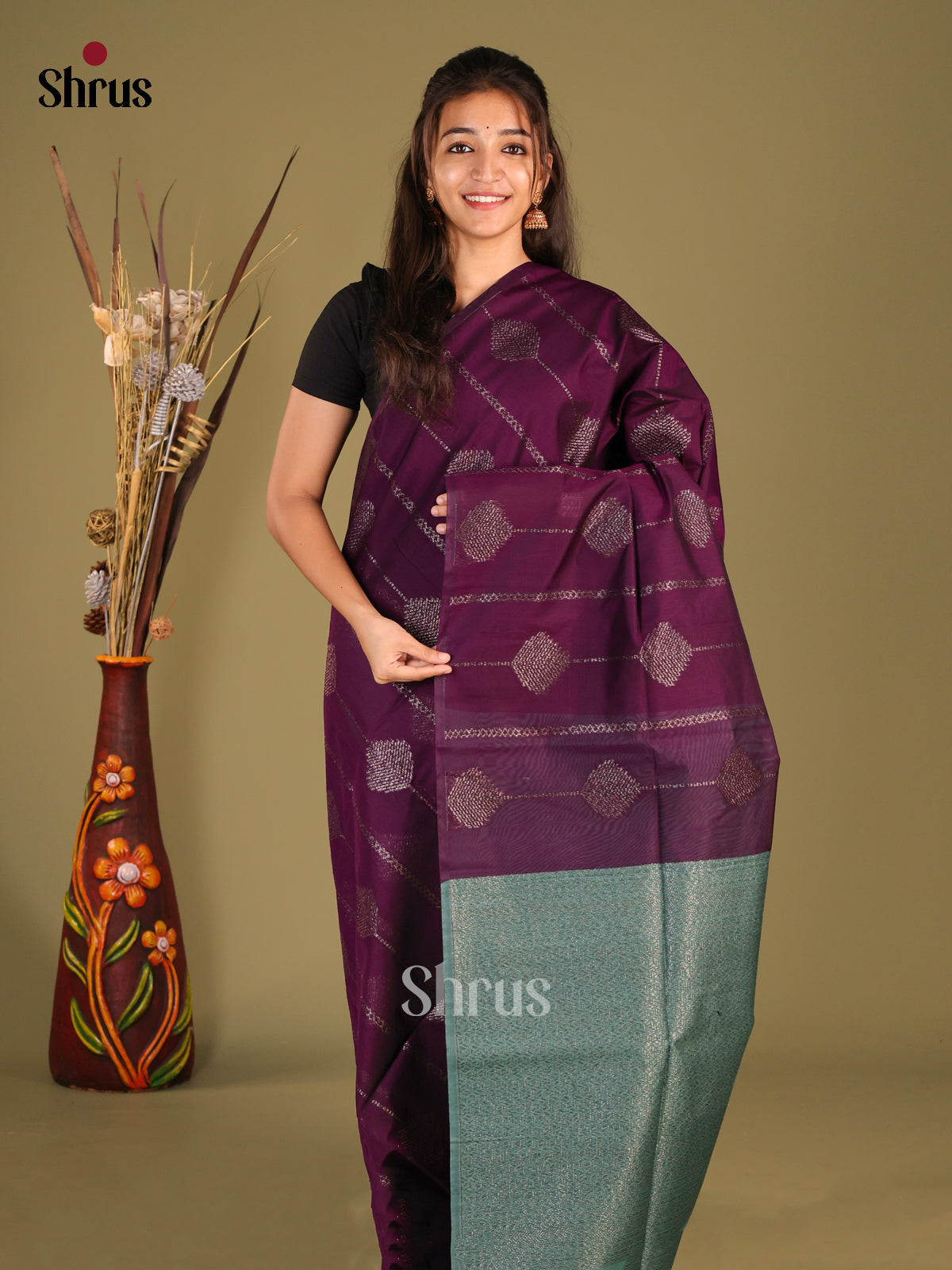 DHS29303 - Semi Silkcotton Saree - Shop on Shrus.com