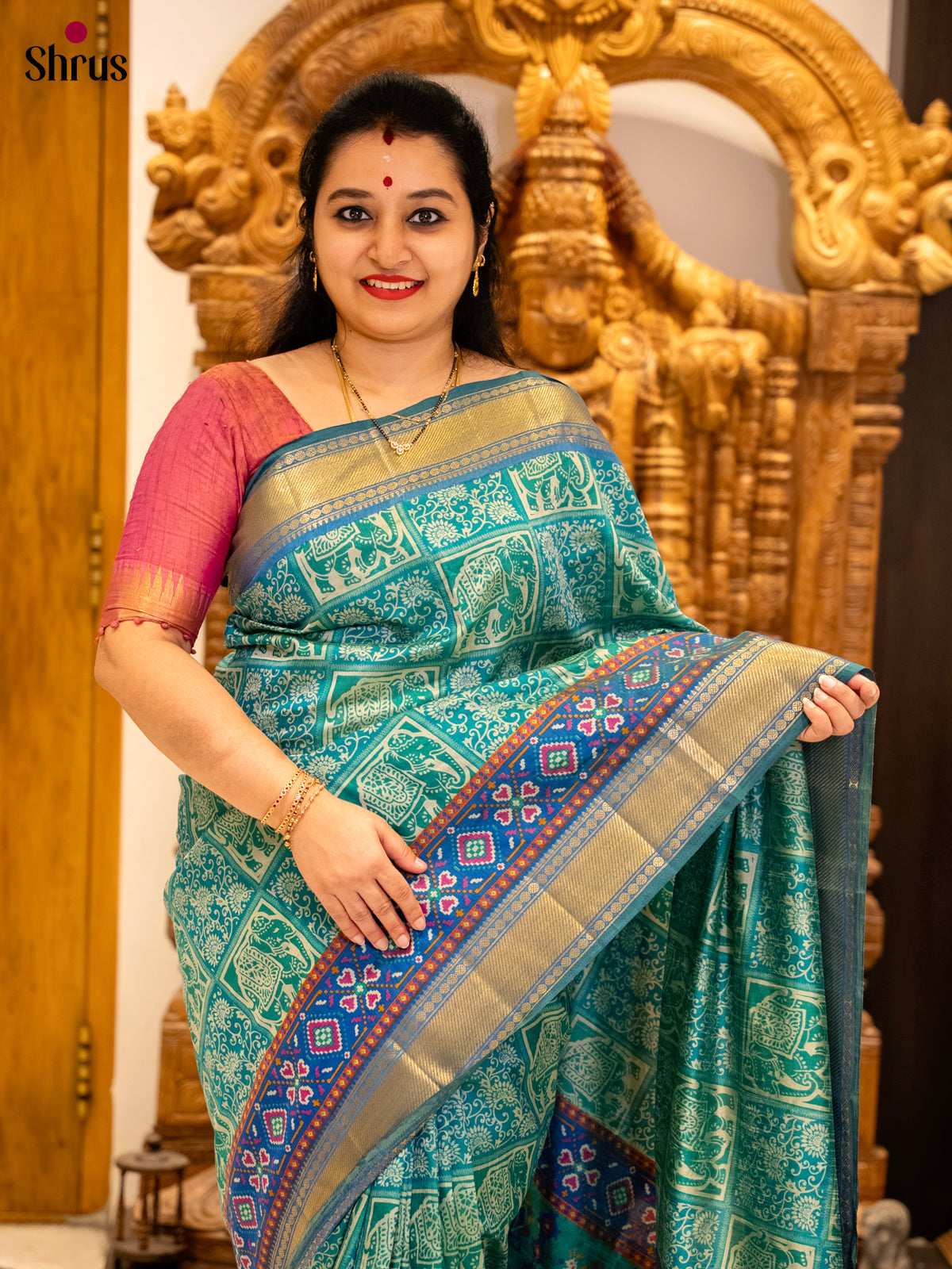 Green & Blue - Semi Patola Saree