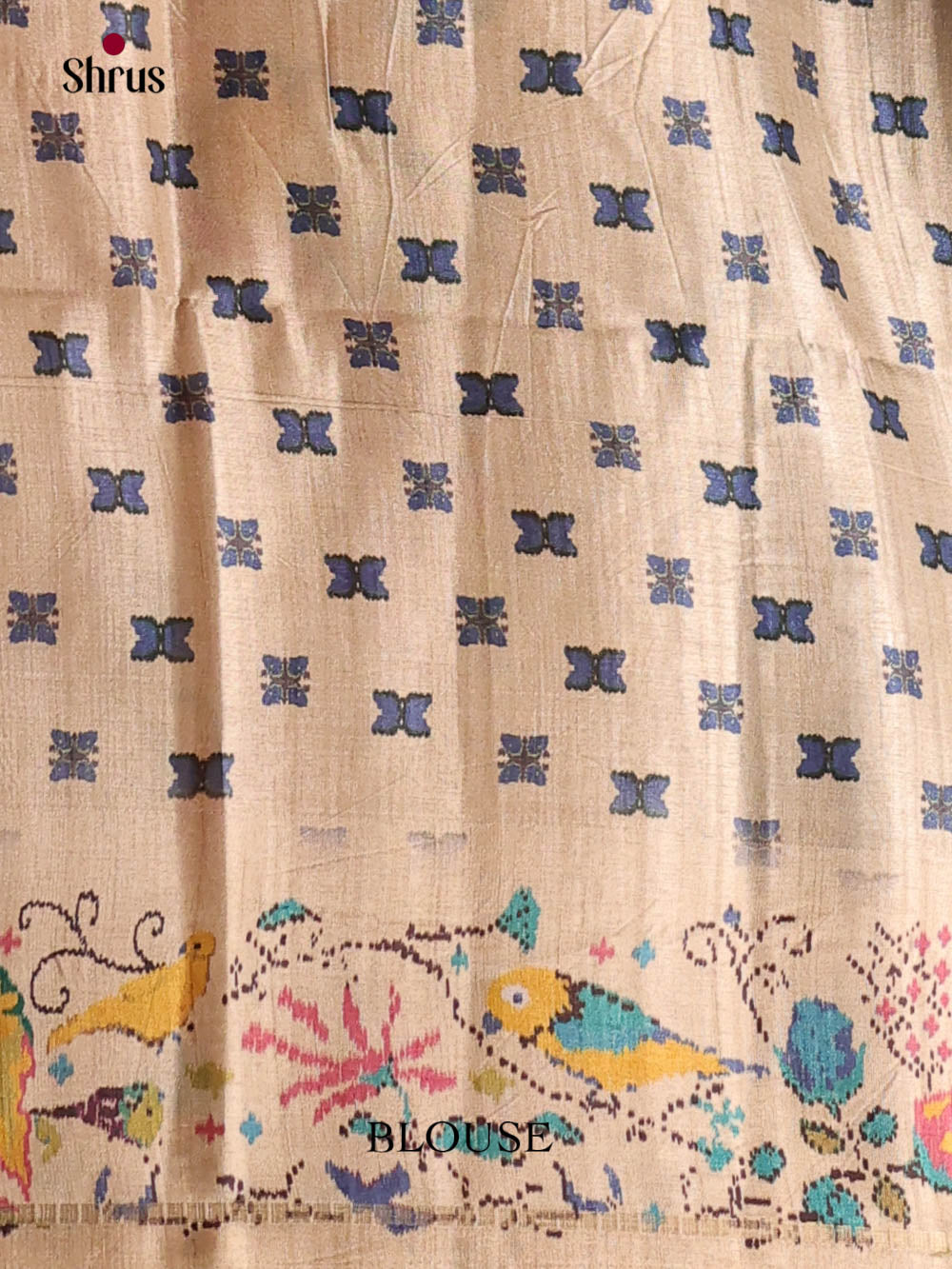 Blue & Cream - Moonga Silk Saree