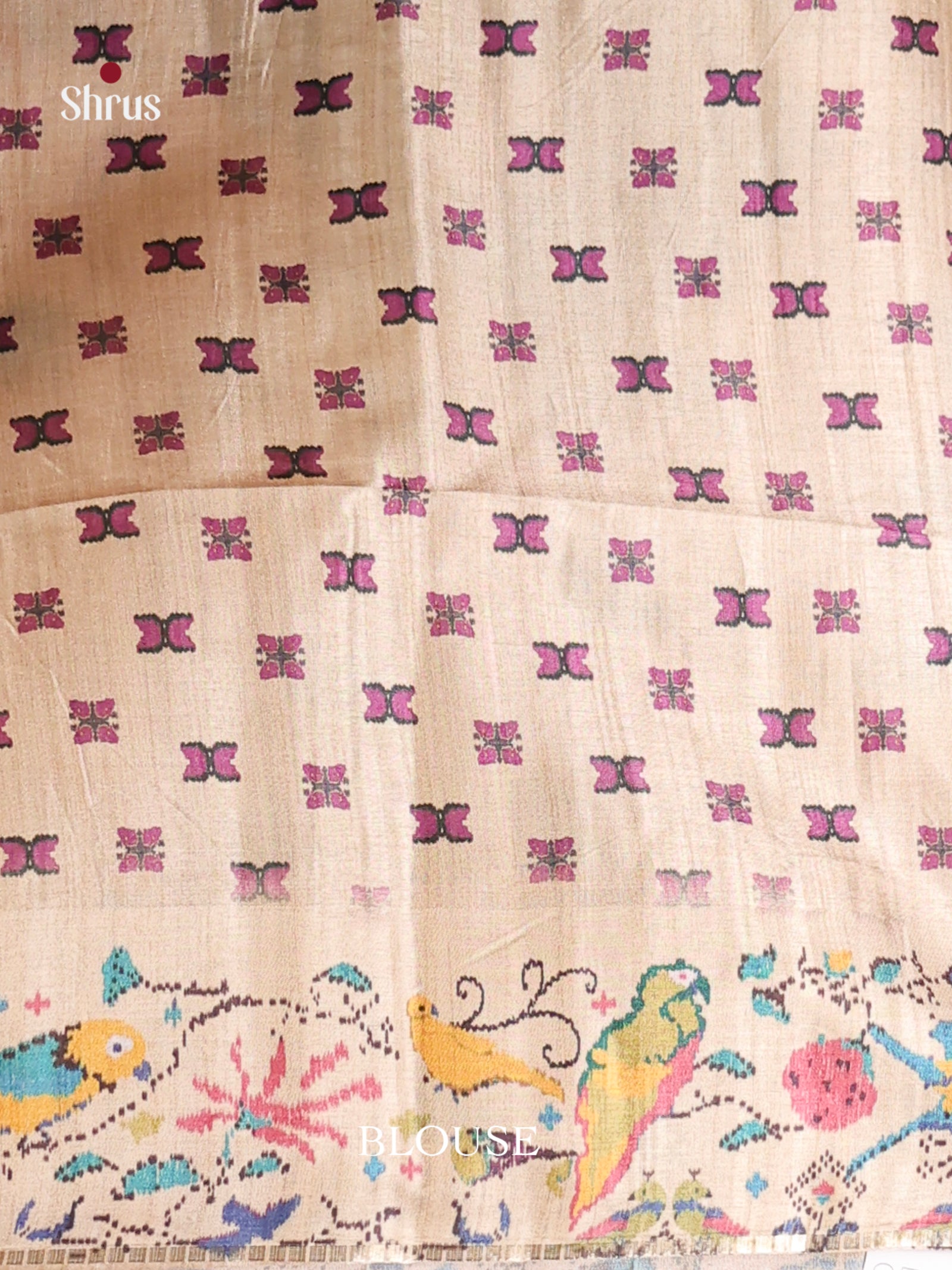 Purple & Cream- Moonga Silk Saree