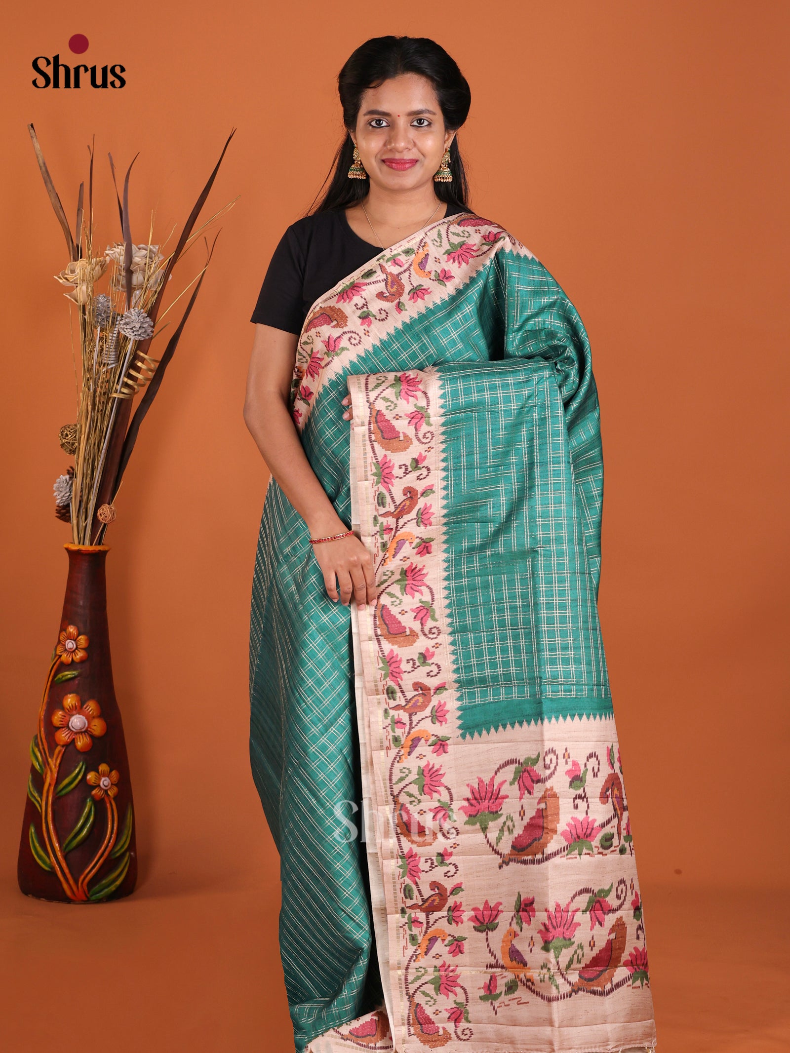 Green & Cream- Moonga Silk Saree