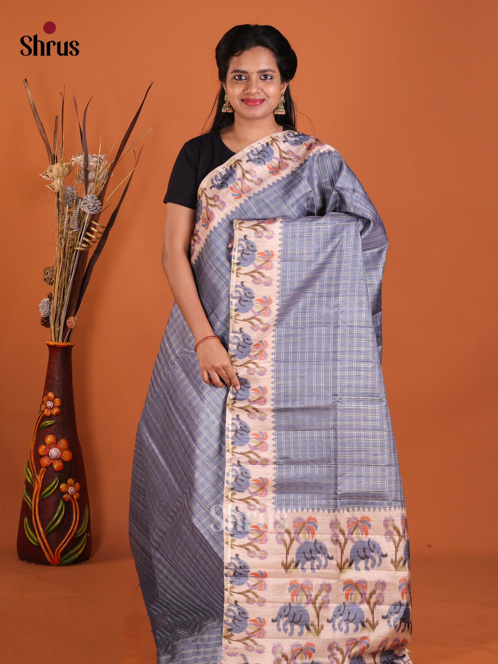 Blue & Cream- Moonga Silk Saree