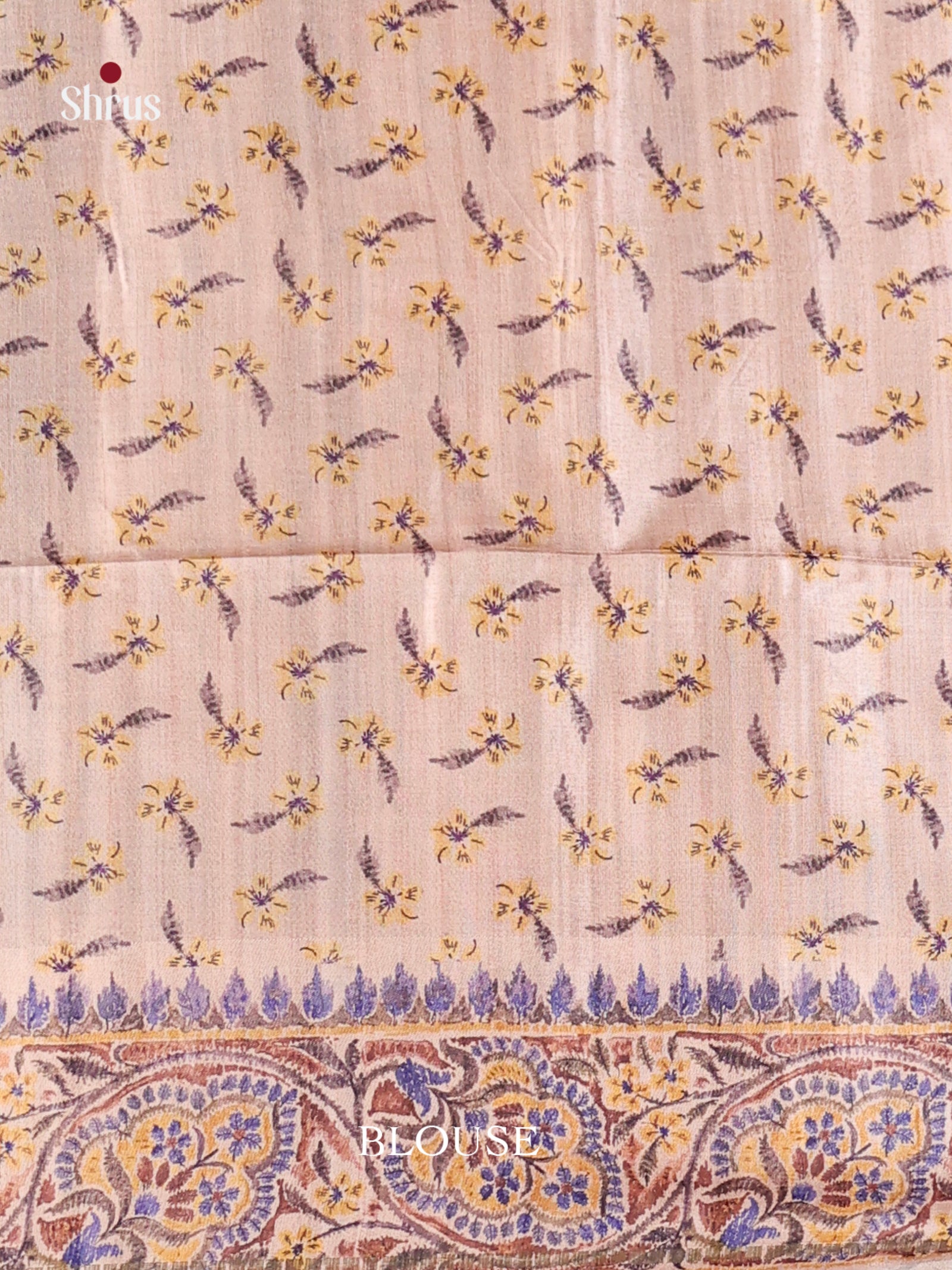 Blue & Cream - Moonga Silk Saree