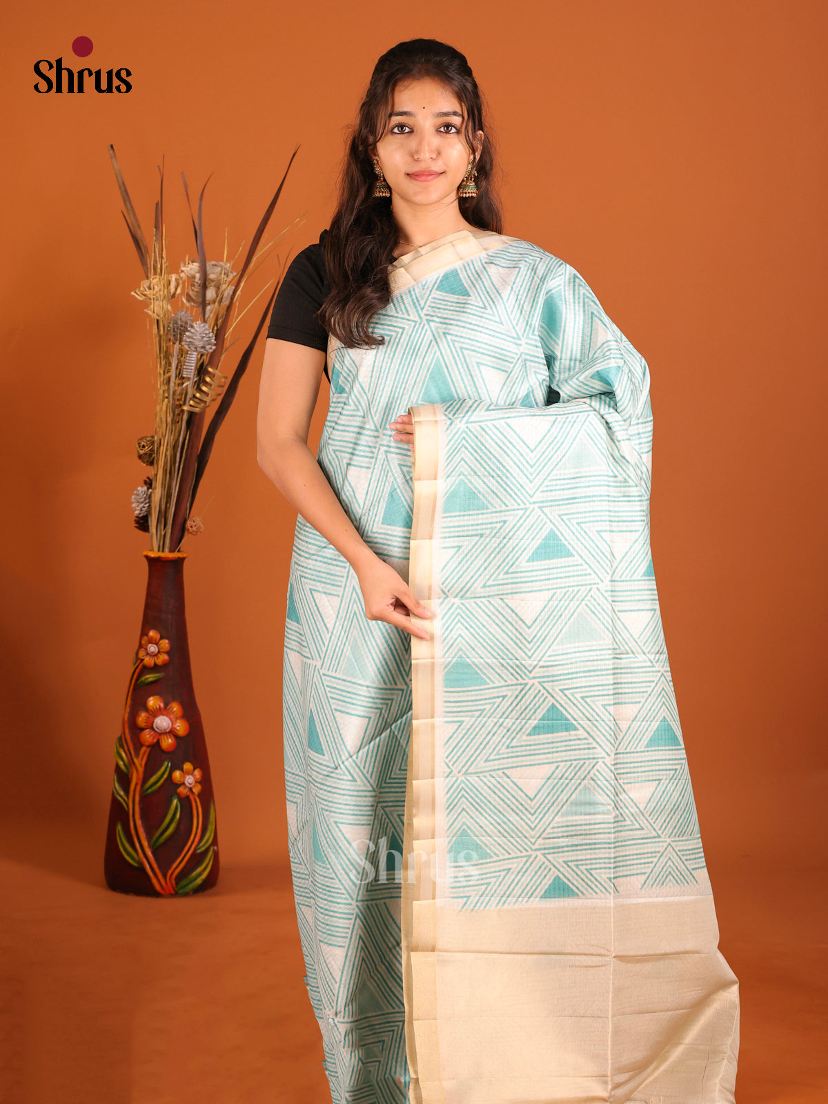 Pastel Blue & Cream- Semi matka Saree