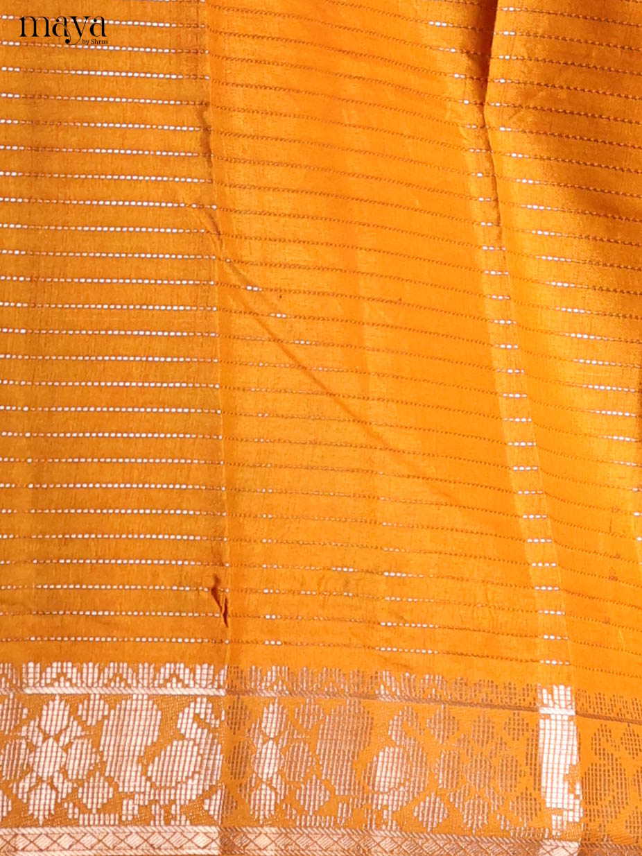 Blue & Mustard - Semi Tussar Saree