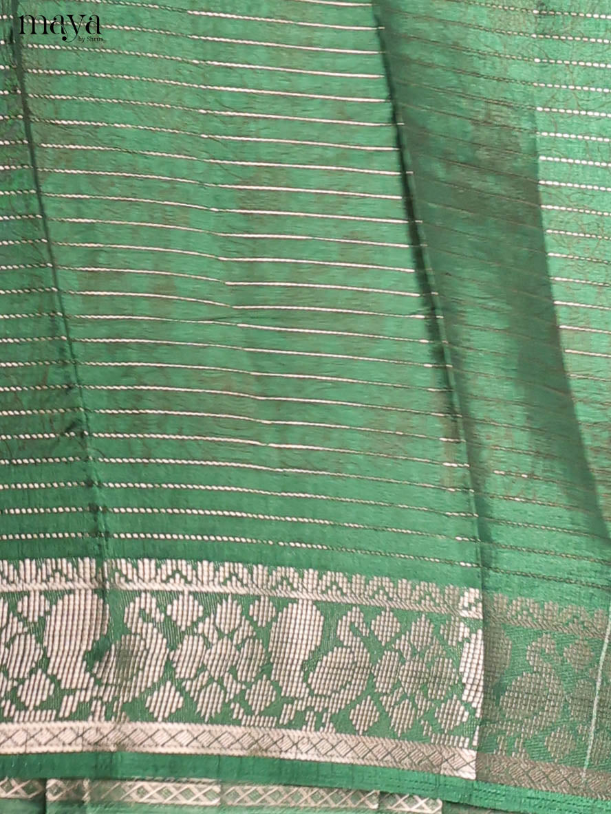 Purple & Green - Semi Tussar Saree
