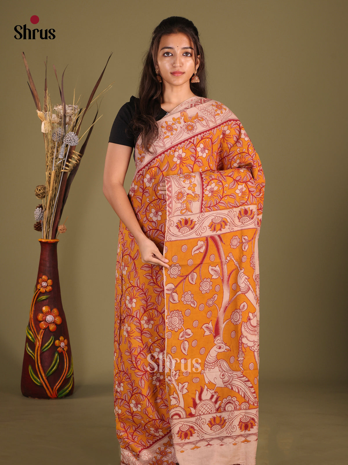 DHS30245 - kalamkari-cotton Saree - Shop on Shrus.com