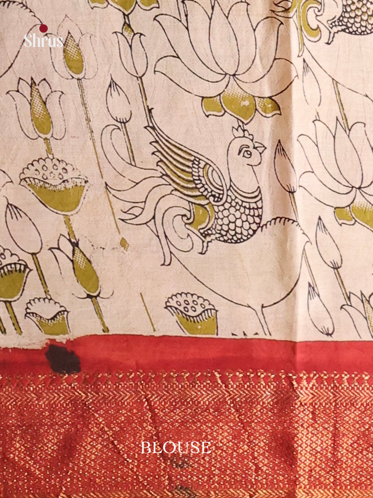 Green & Red - chennur-kalamkari Saree - Shop on Shrus.com