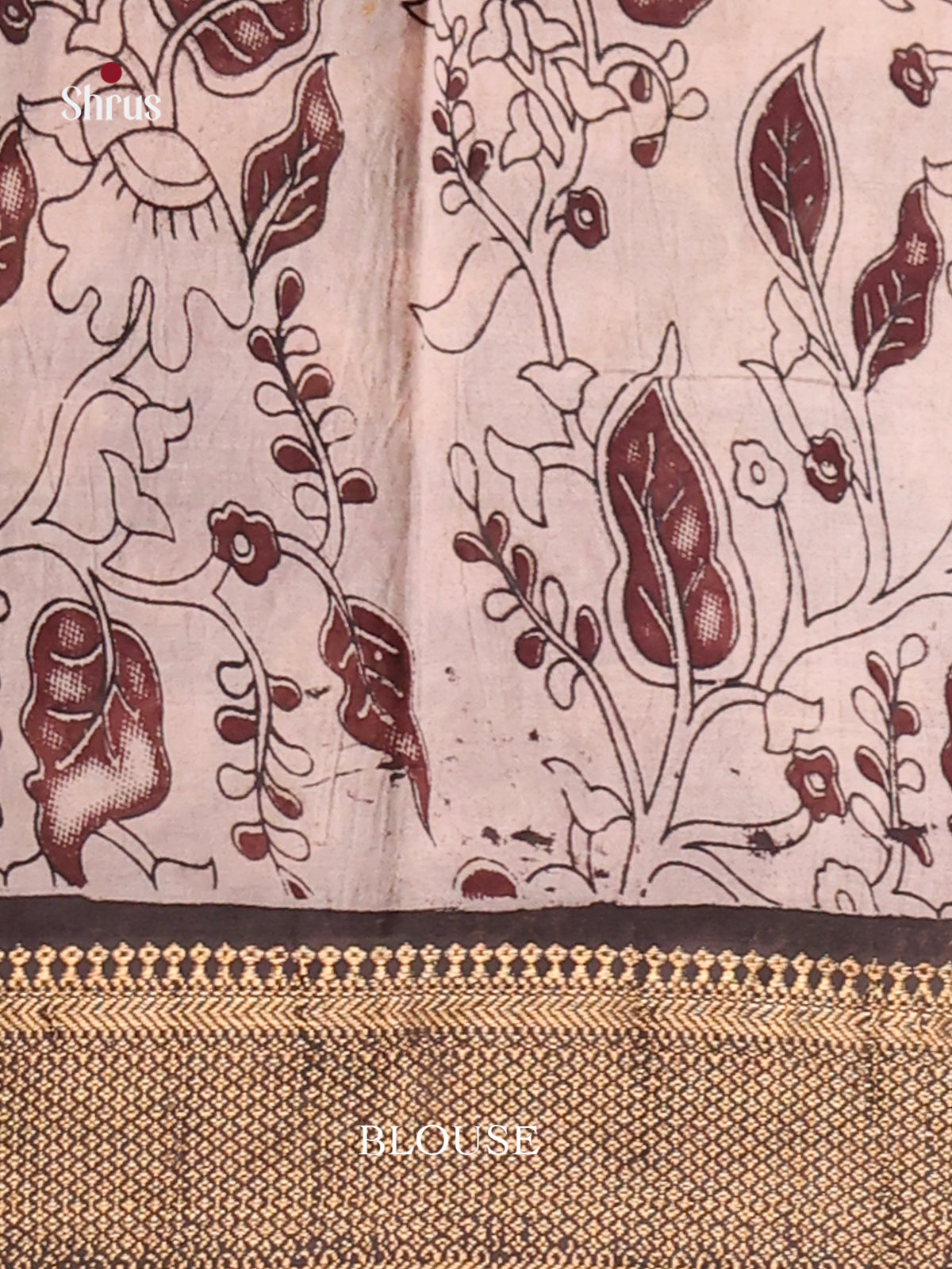 Brown & White - chennur-kalamkari Saree