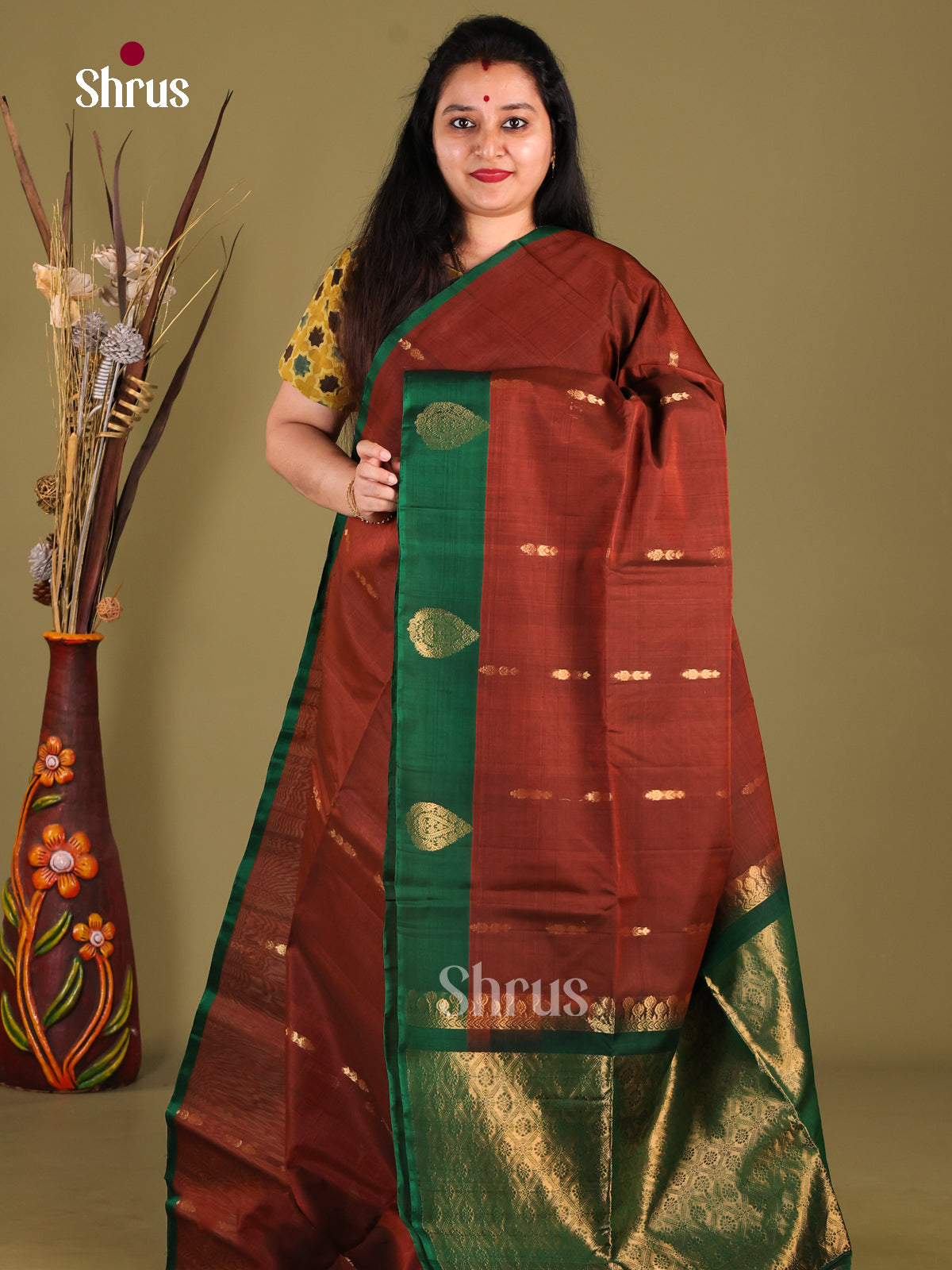 DHS30320 - Silk Cotton Saree - Shop on Shrus.com