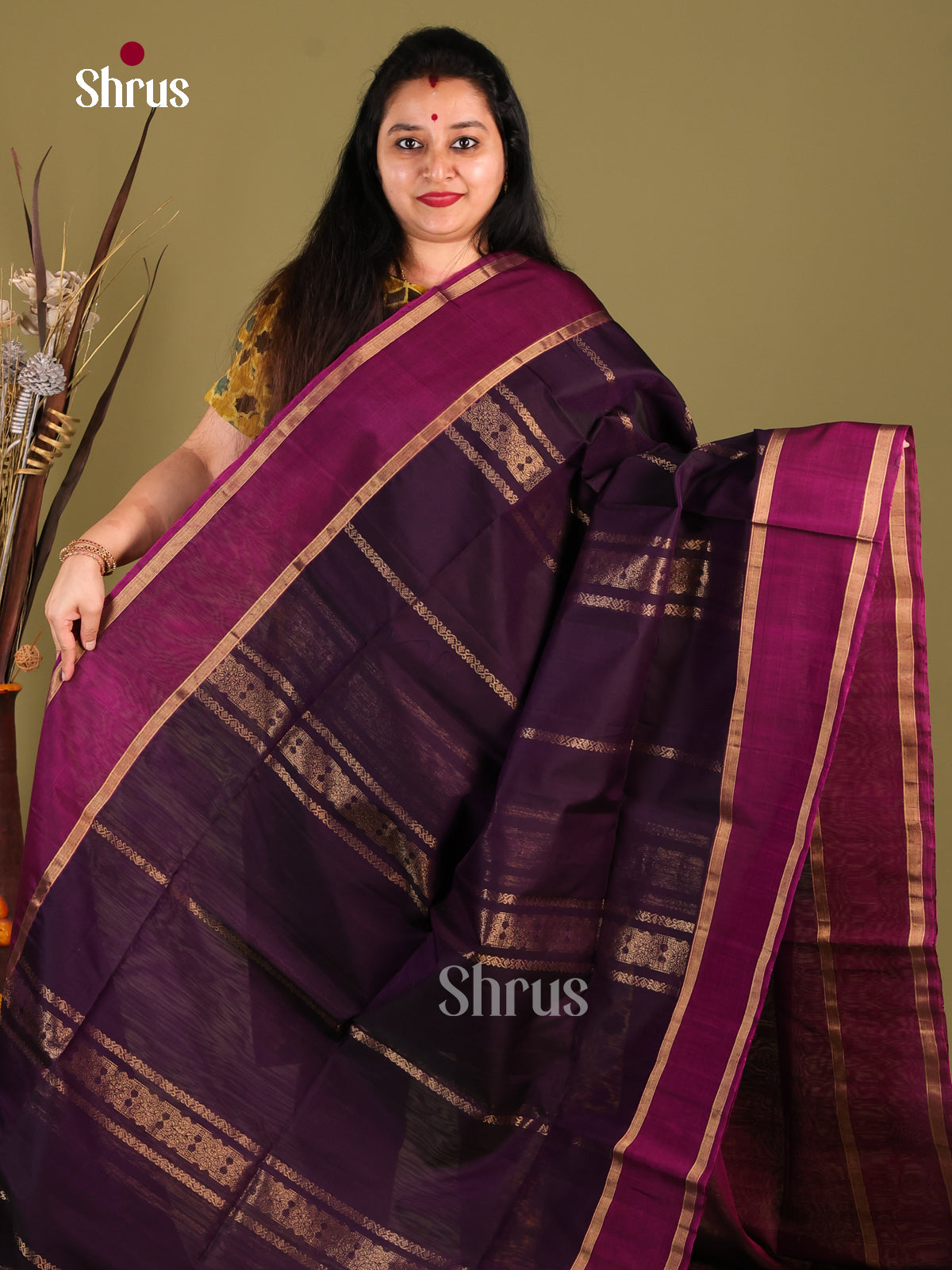 DHS30326 - Silk Cotton Saree - Shop on Shrus.com