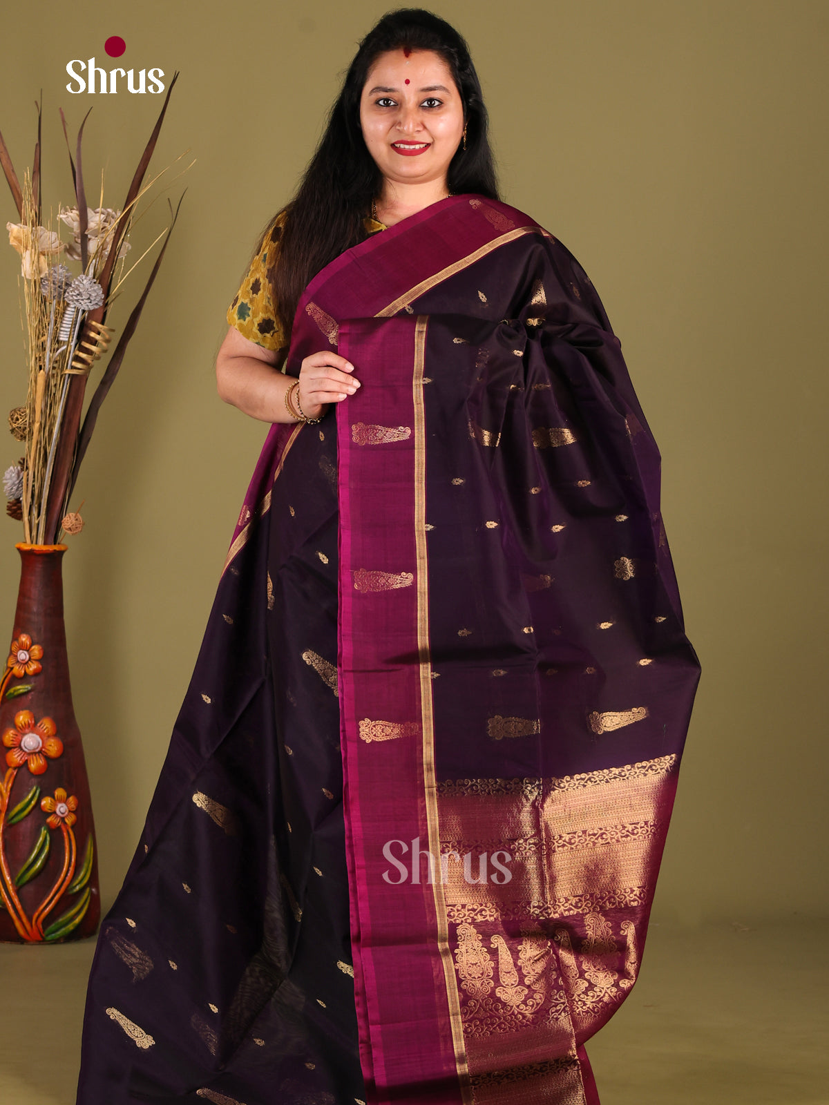 DHS30328 - Silk Cotton Saree - Shop on Shrus.com