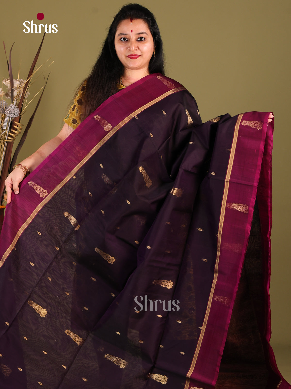 DHS30328 - Silk Cotton Saree - Shop on Shrus.com