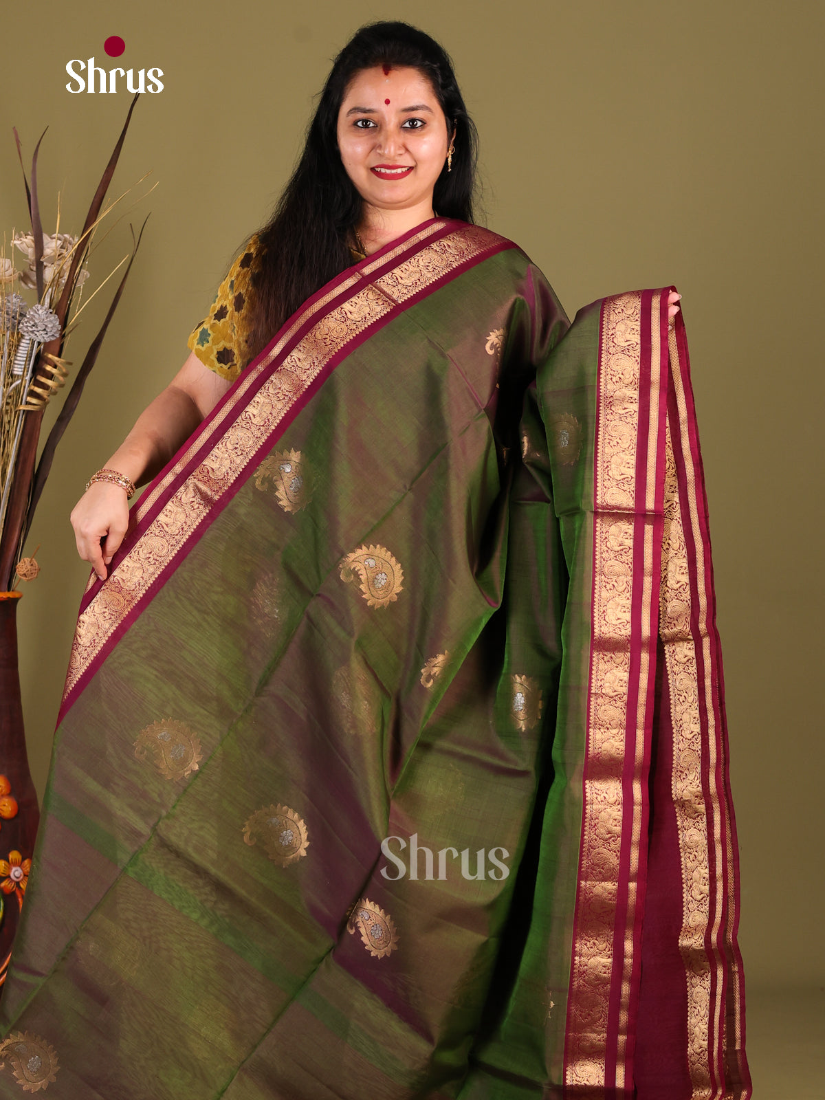 DHS30341 - Silk Cotton Saree - Shop on Shrus.com