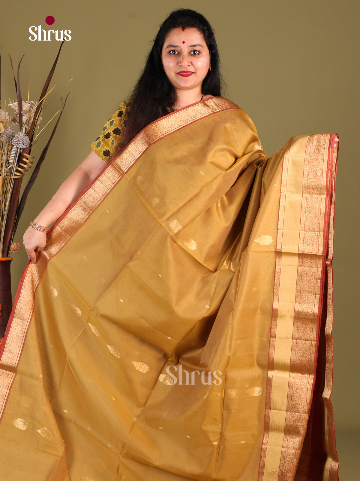 DHS30346 - Silk Cotton Saree - Shop on Shrus.com