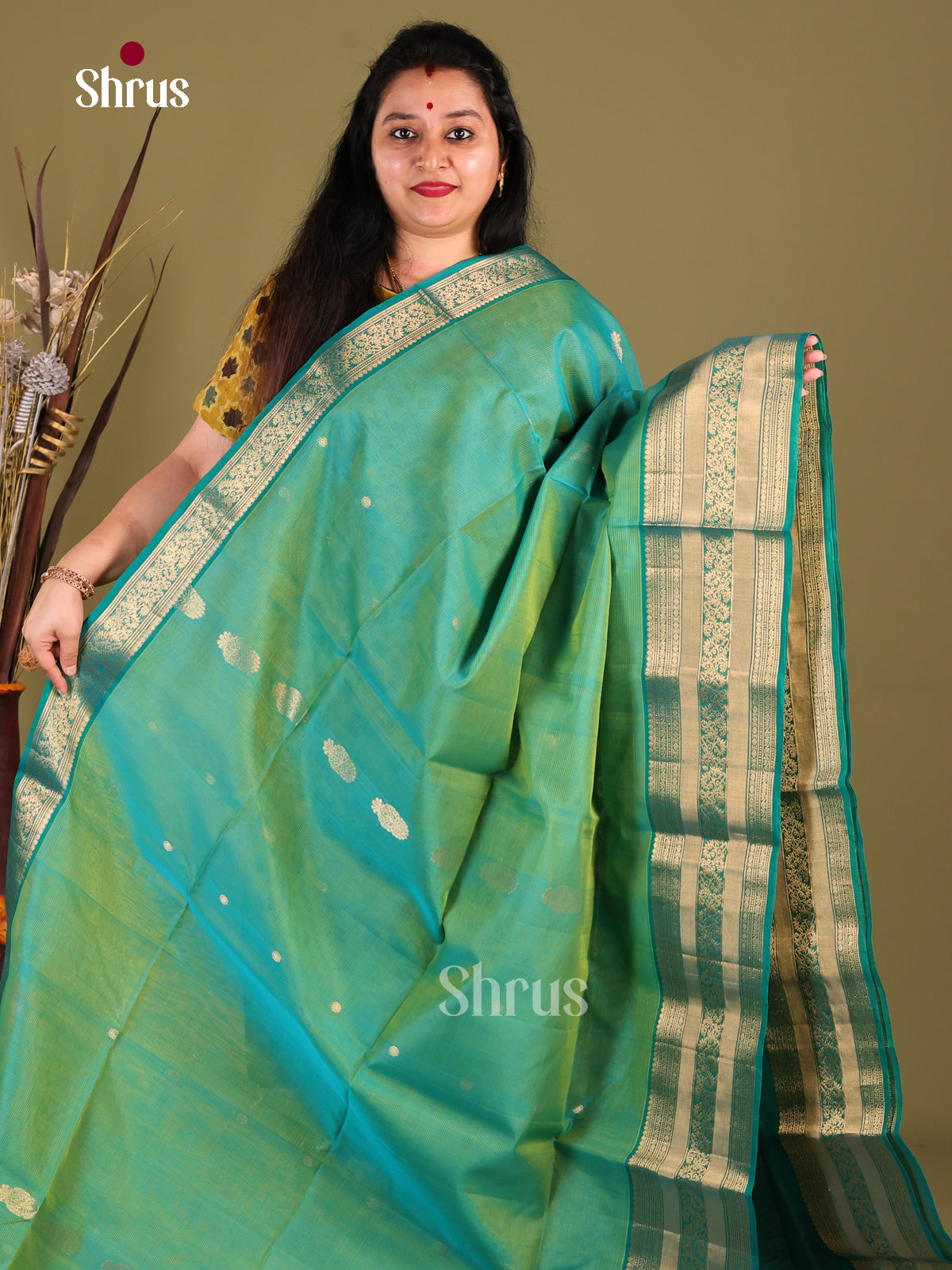 DHS30347 - Silk Cotton Saree - Shop on Shrus.com