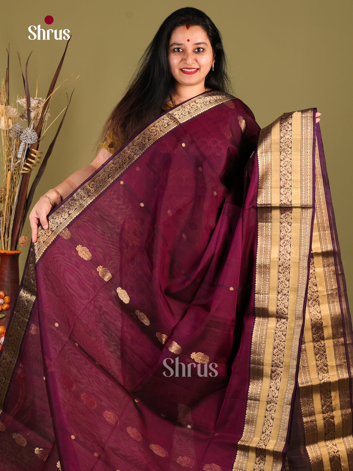 DHS30348 - Silk Cotton Saree - Shop on Shrus.com