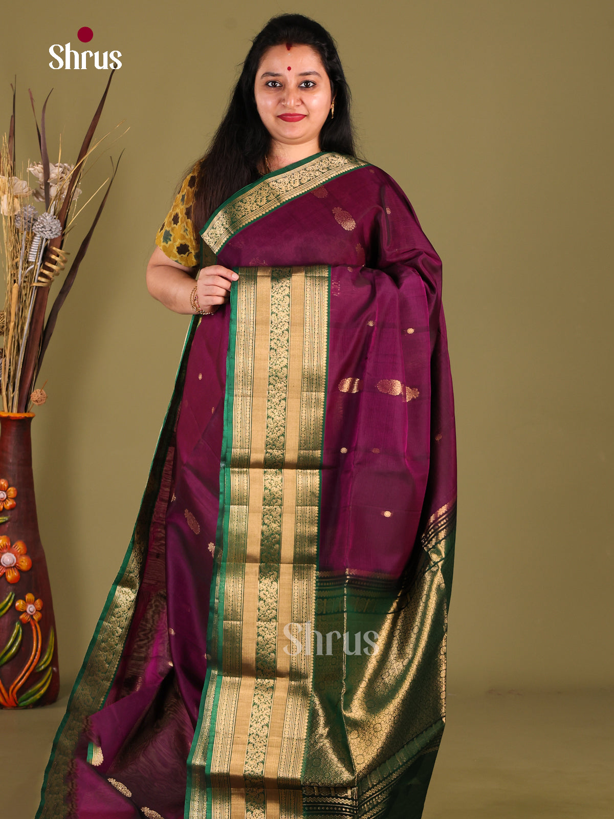 DHS30349 - Silk Cotton Saree - Shop on Shrus.com