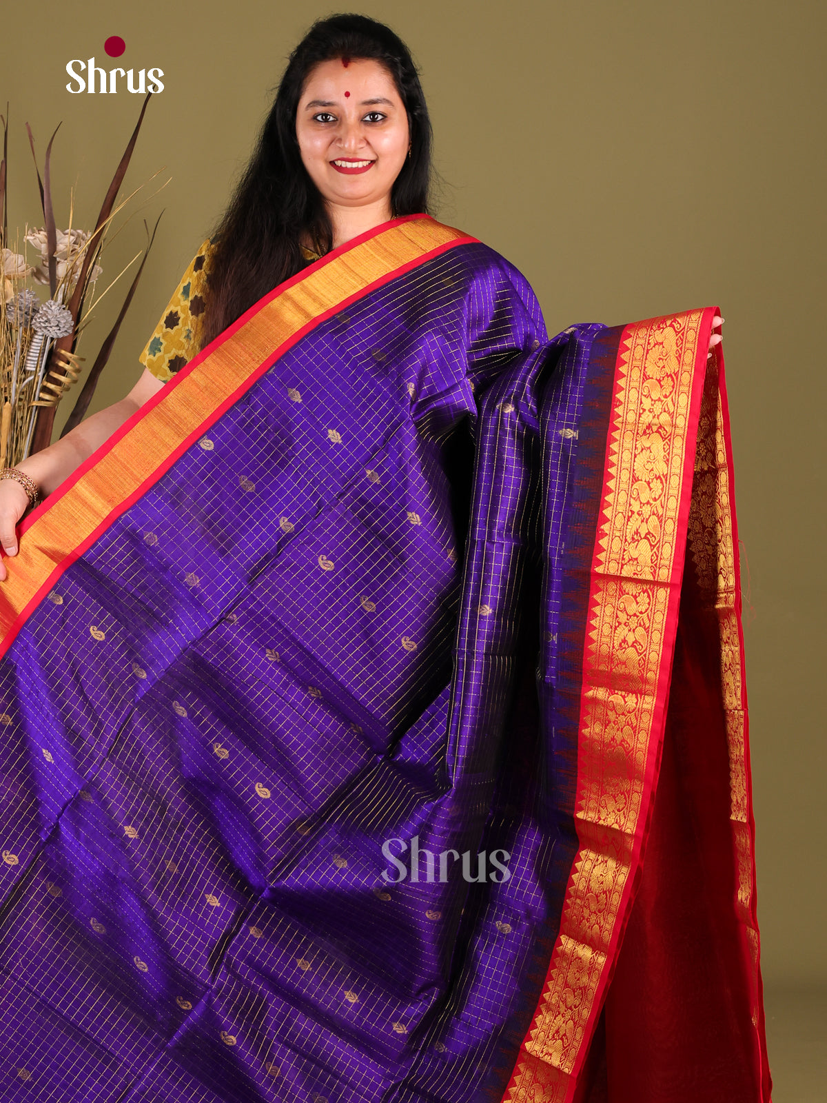 DIS01013 - Korvai-kattams Saree - Shop on Shrus.com